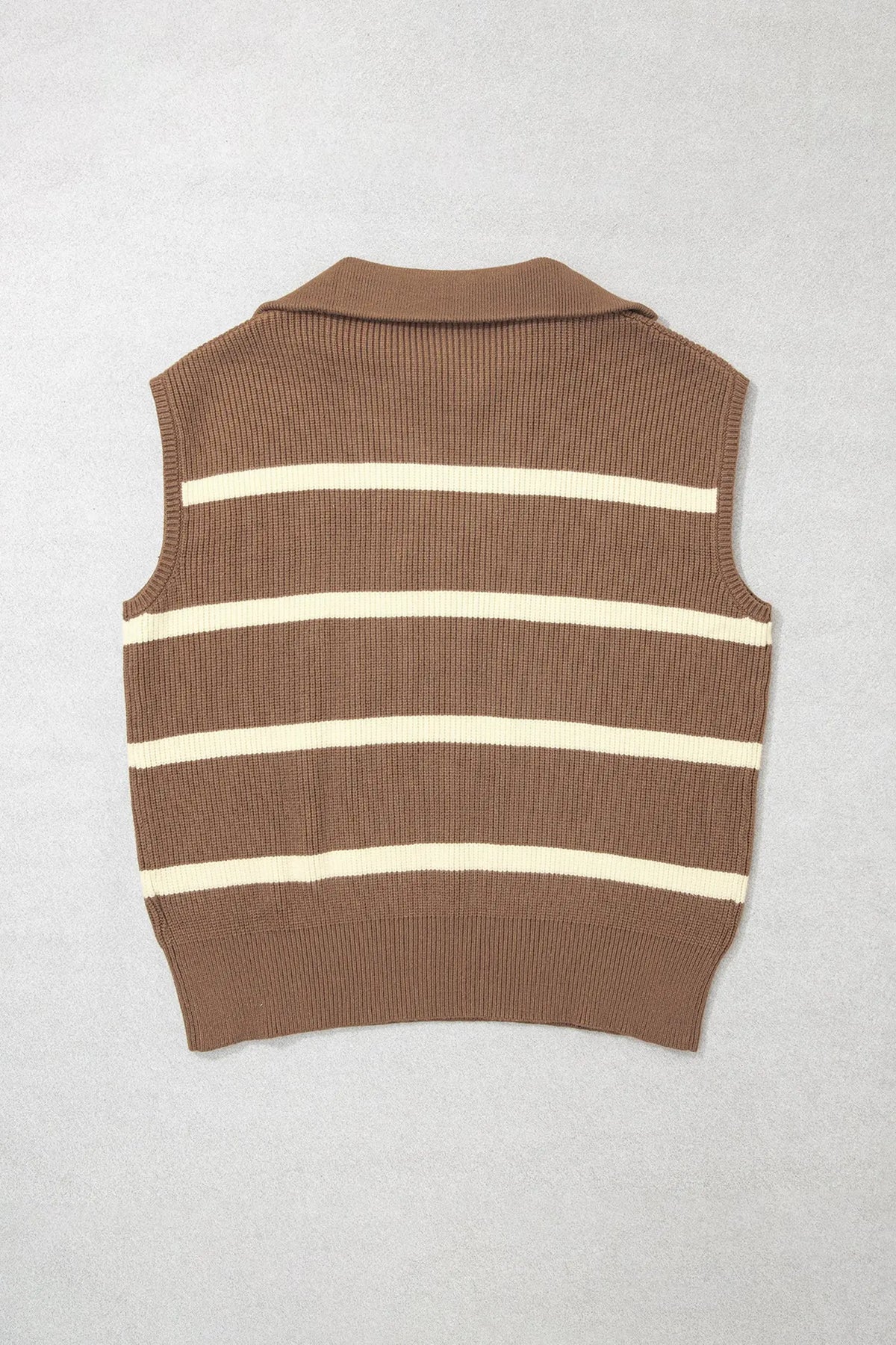 Brown Stripe Striped Colorblock Drop Shoulder V Neck Tunic Sweater T-shirt