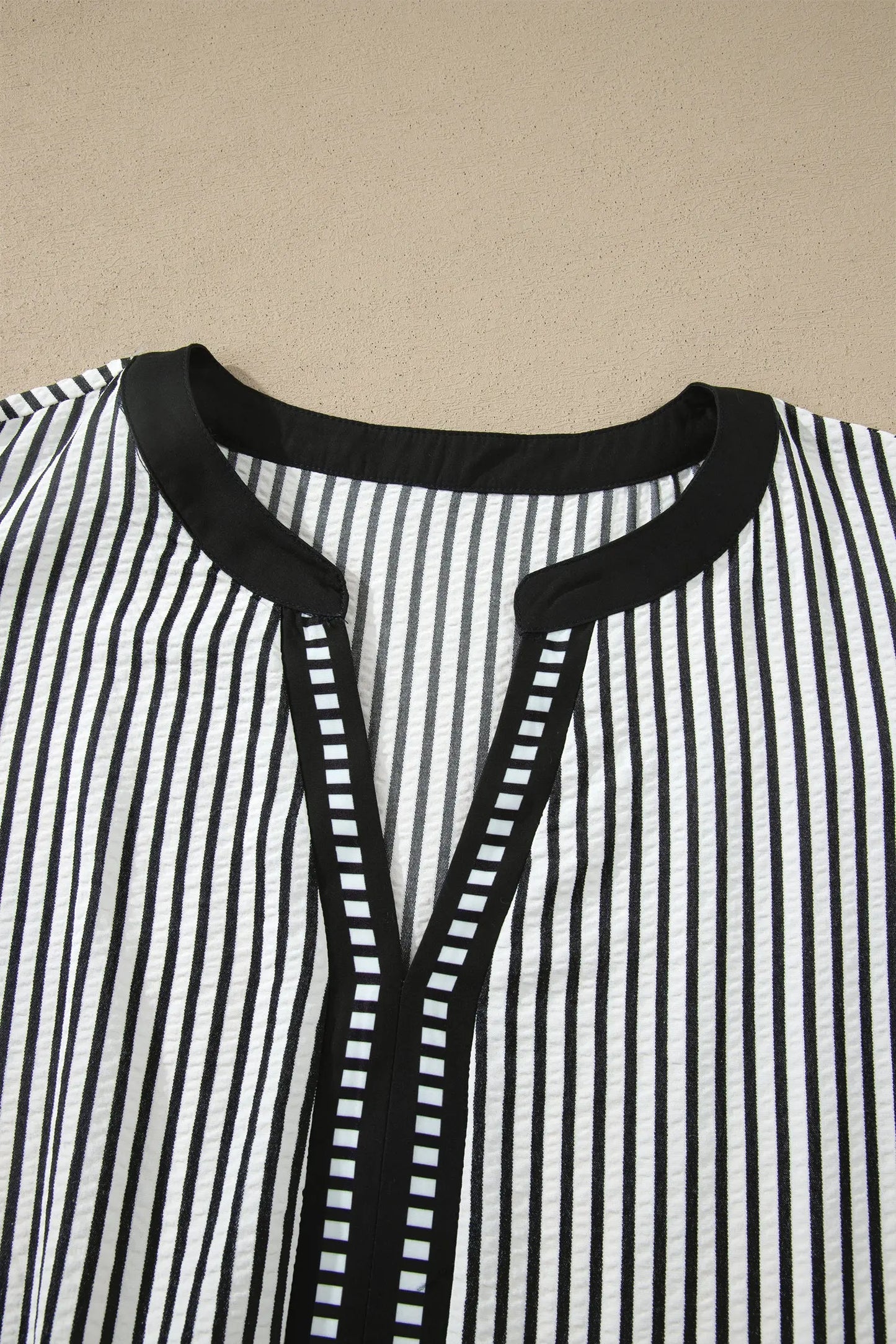 Black Stripe Plus Size Slit V Neck Tiered Flutter Sleeve Maxi Dress Nataliz