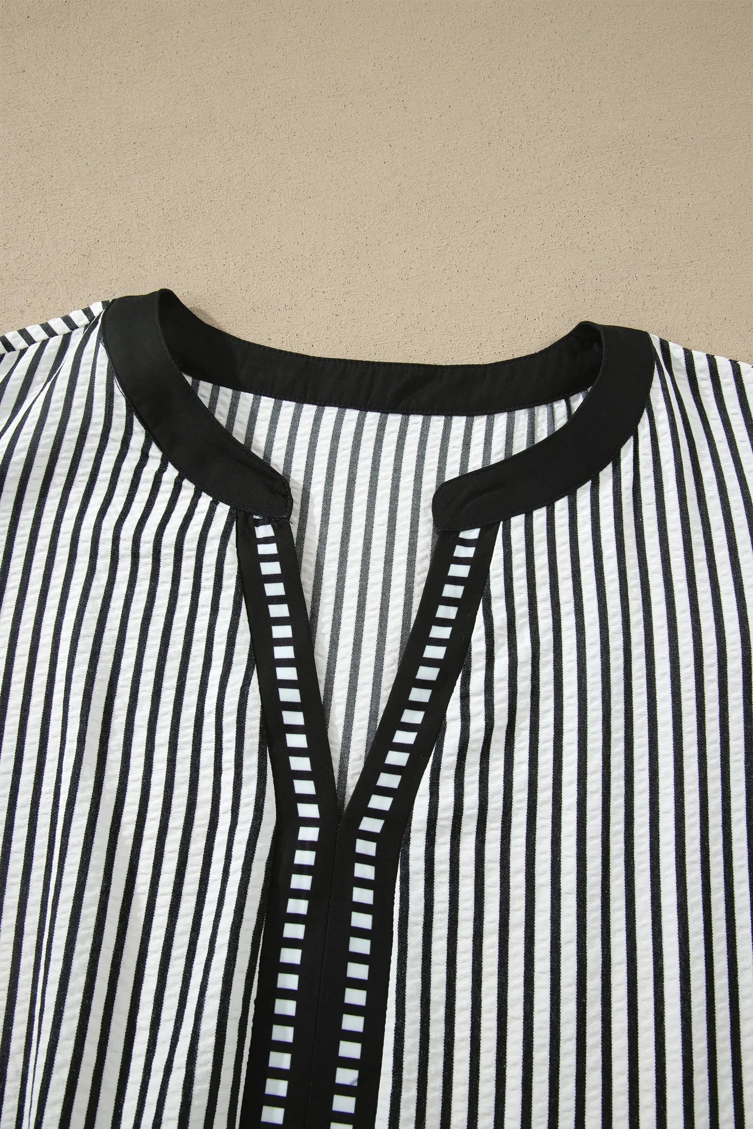 Black Stripe Plus Size Slit V Neck Tiered Flutter Sleeve Maxi Dress Nataliz