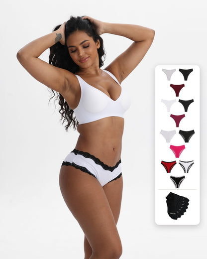 Stock-Up Bundle: 12 Women's 95% Cotton Panties + 7 Pairs Cotton Socks