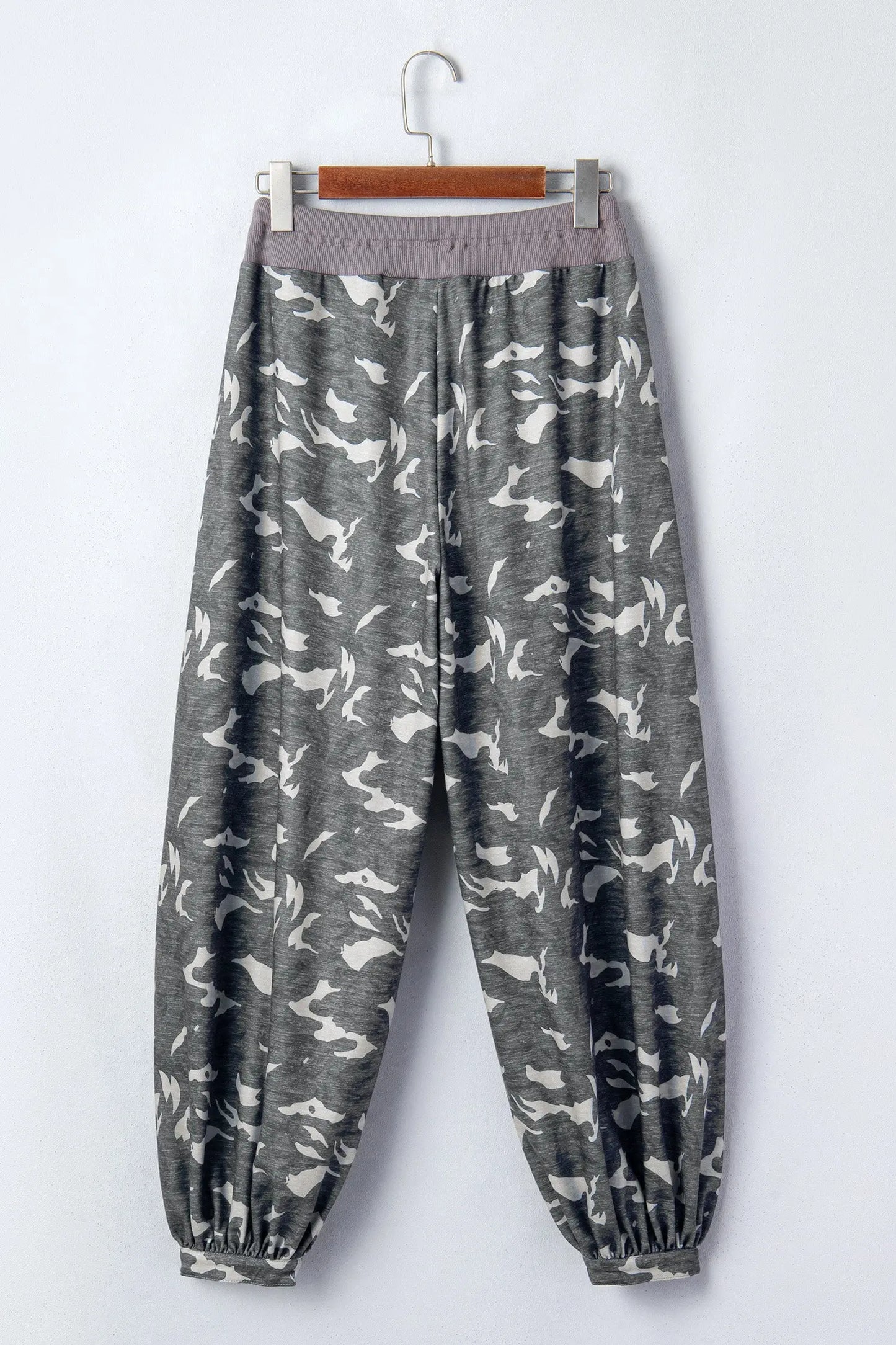 Multicolour Drawstring Contrast Waistband Camouflage Cargo Barrel Pants