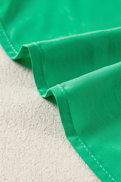 Bright Green Solid Color V Neck Short Puff Sleeve High Waist Tiered Maxi Dress - Casual Dresses