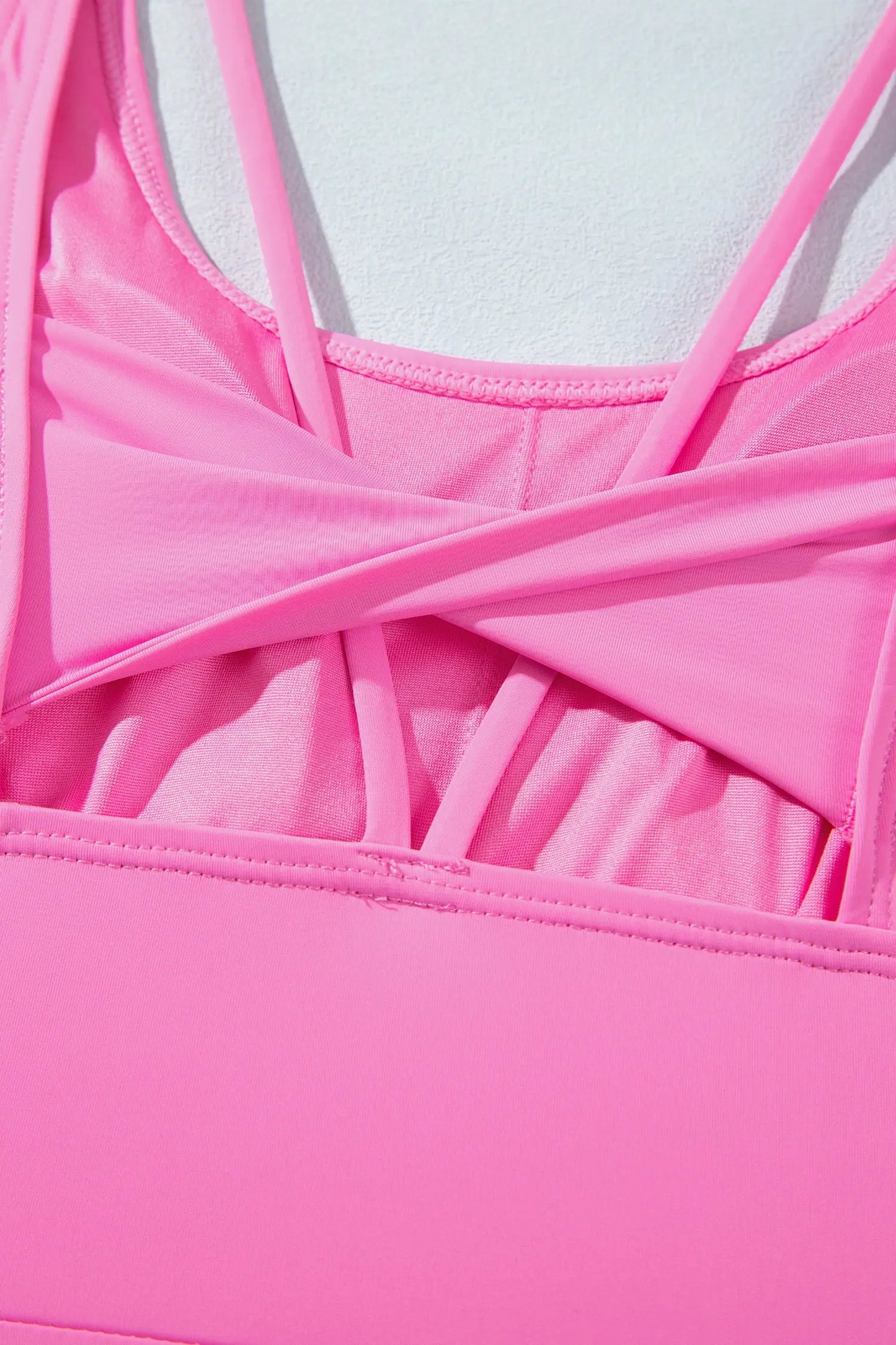 Bright Pink Twisted Strappy Back Active Mini Dress with Shorts
