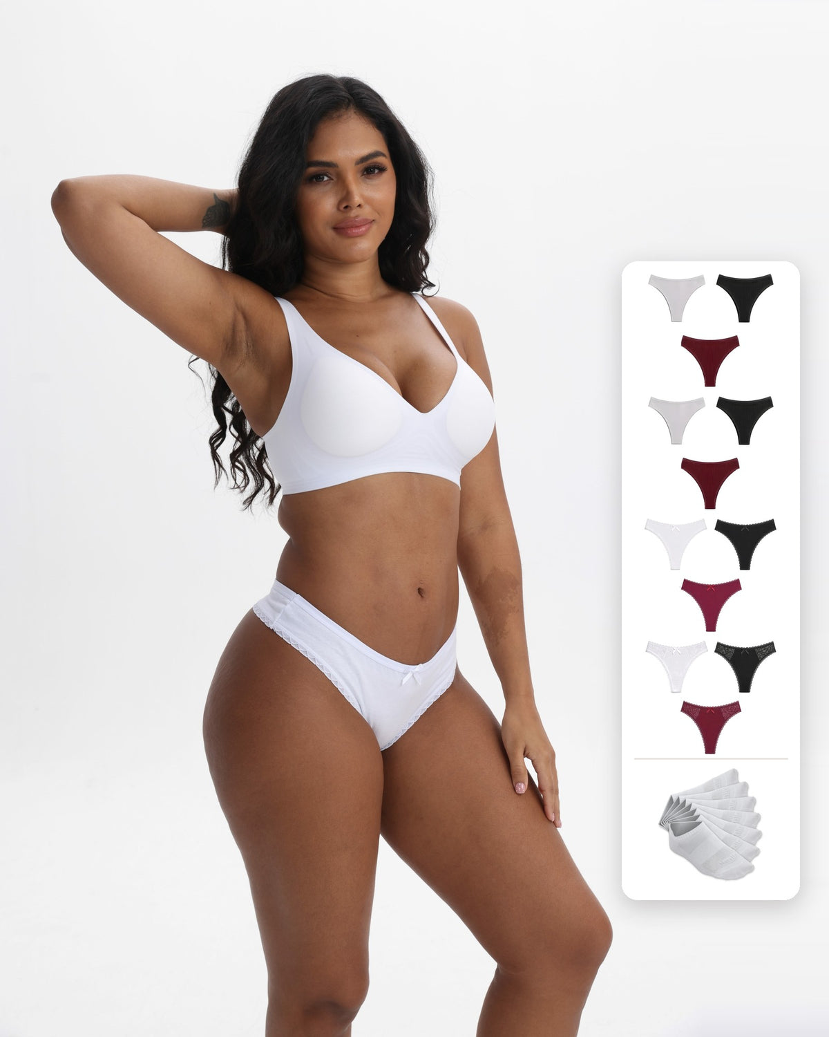 Stock-Up Bundle: 12 Women's 95% Cotton Panties + 7 Pairs Cotton Socks