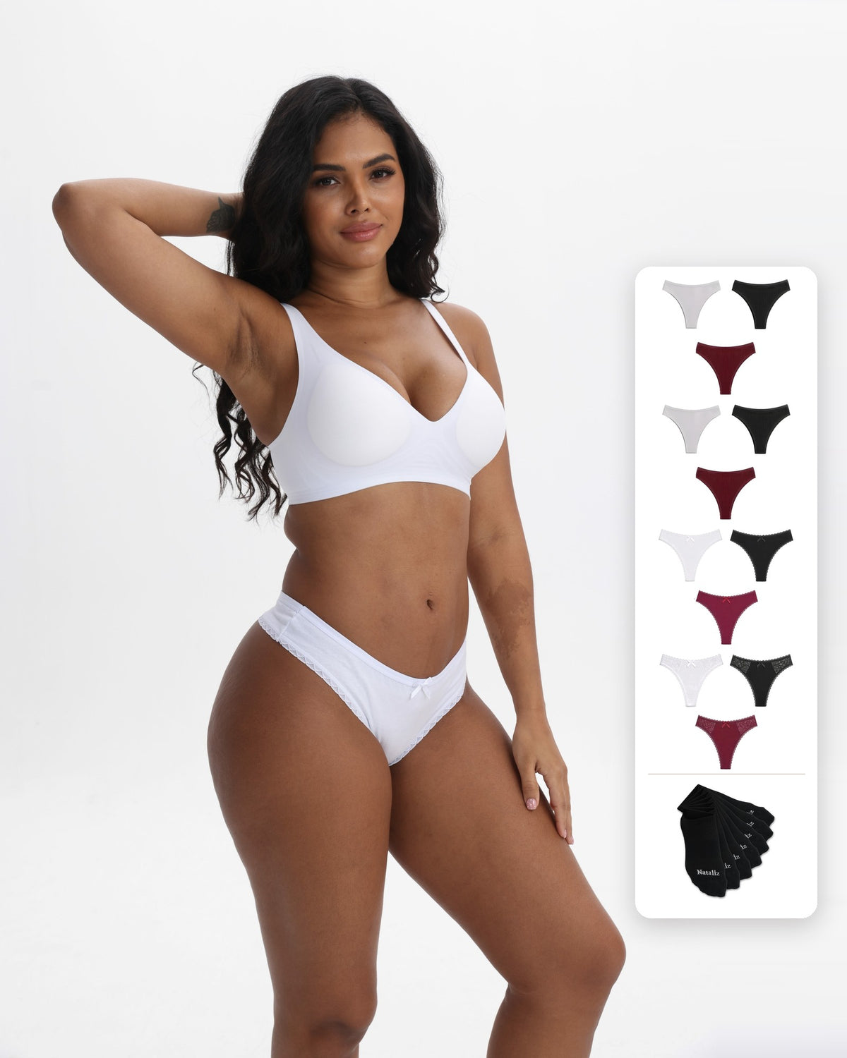 Stock-Up Bundle: 12 Women's 95% Cotton Panties + 7 Pairs Cotton Socks