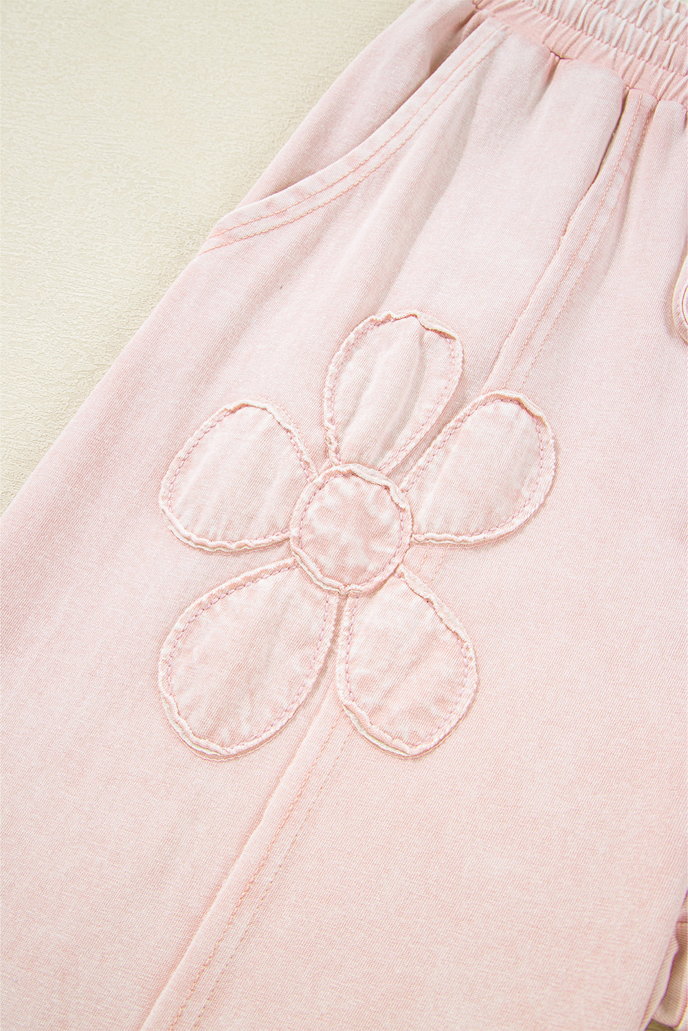 Buckskin Flower Patch Mineral Washed Terry Knit Cropped Wide Leg Pants