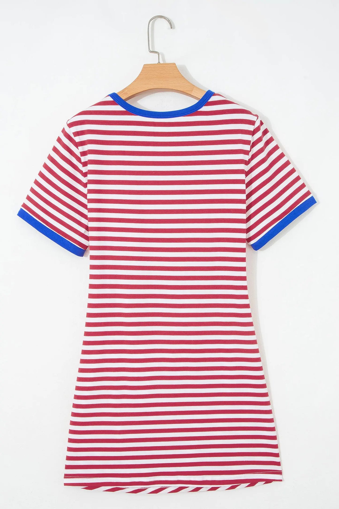Sky Blue Stripe Nautical Tie Contrast Trim Round Neck T Shirt Mini Dress Nataliz