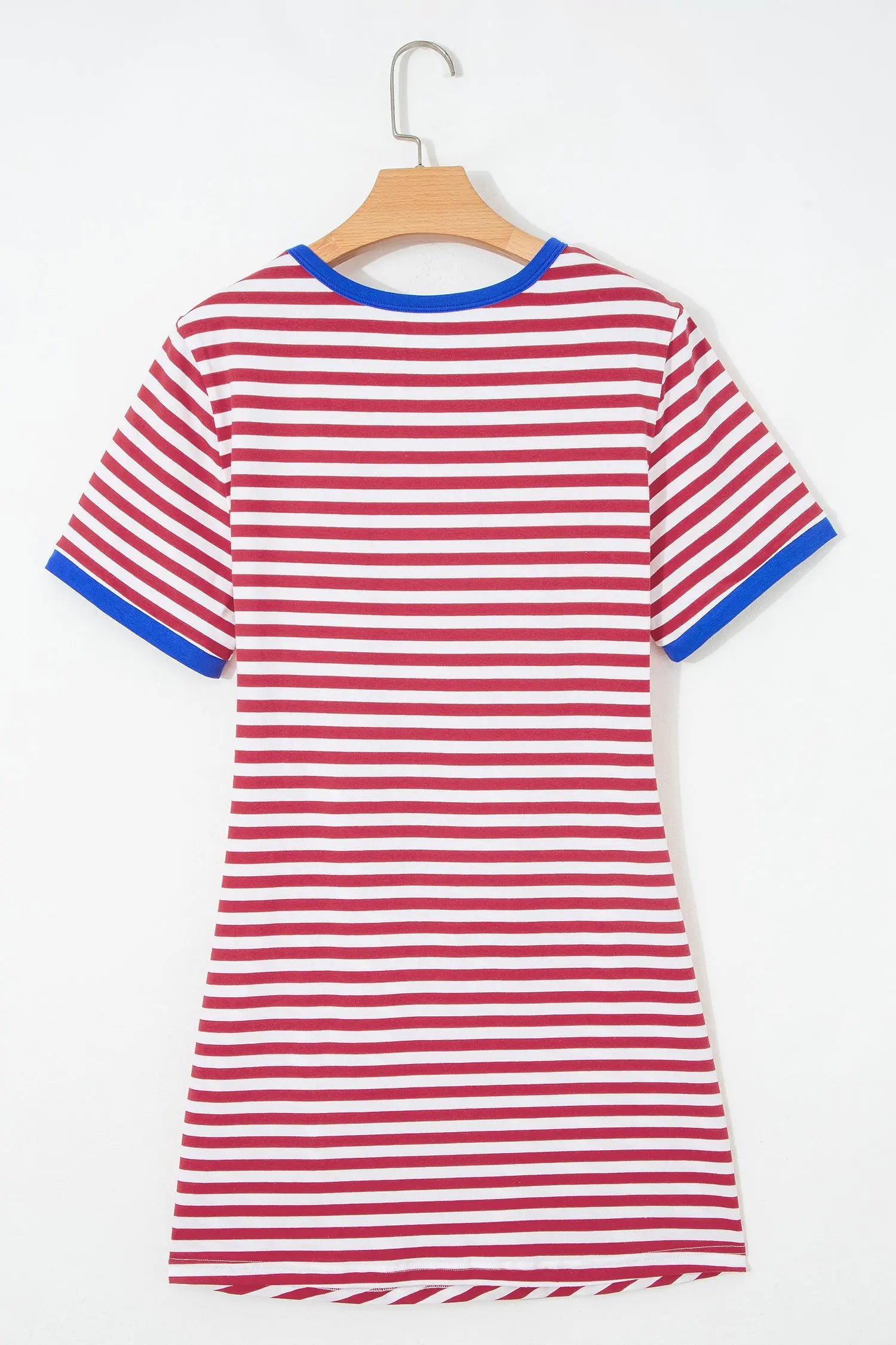 Sky Blue Stripe Nautical Tie Contrast Trim Round Neck T Shirt Mini Dress Nataliz