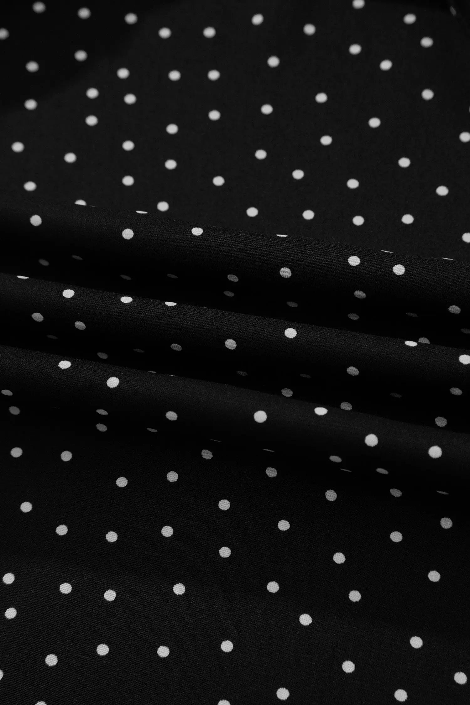 Black Polka Dot Print Lace Trim Wrap Mini Dress - Casual Dresses