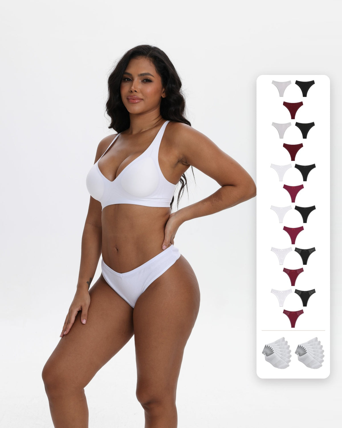 Family Pack: 18 Women's 95% Cotton Panties + 14 Pairs Cotton Socks