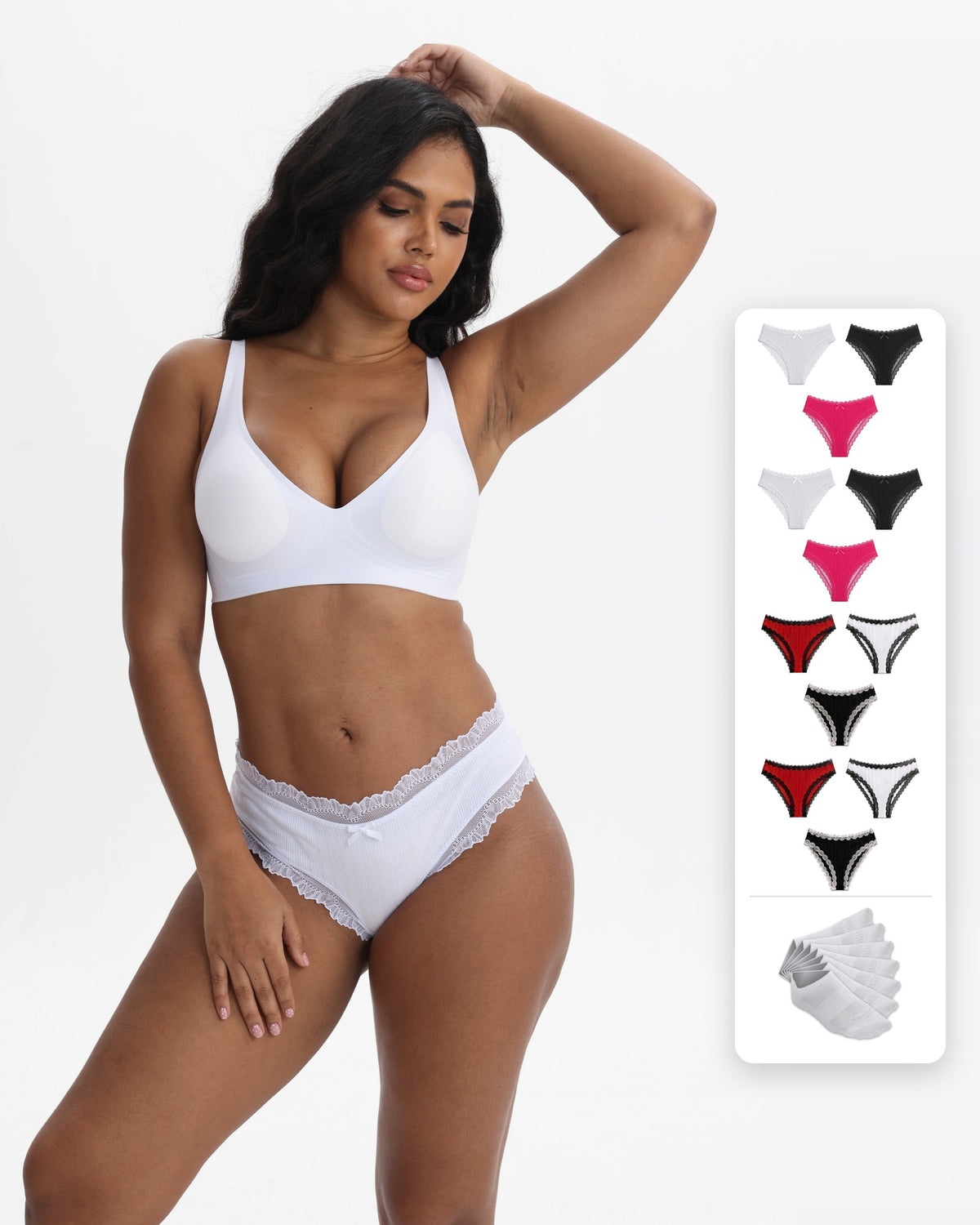 Stock-Up Bundle: 12 Women's 95% Cotton Panties + 7 Pairs Cotton Socks