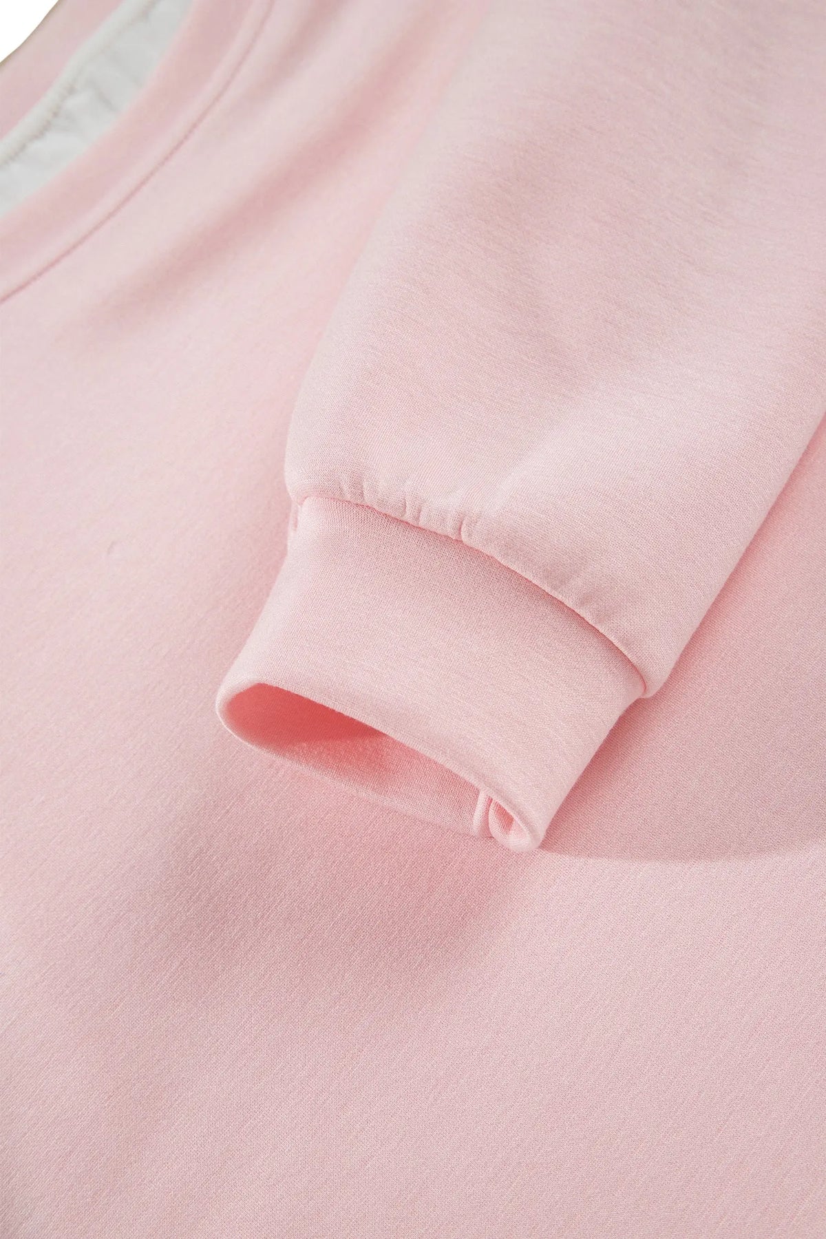 Color Contrast Overlay Long Sleeve Top Drawstring Loose Pant Set