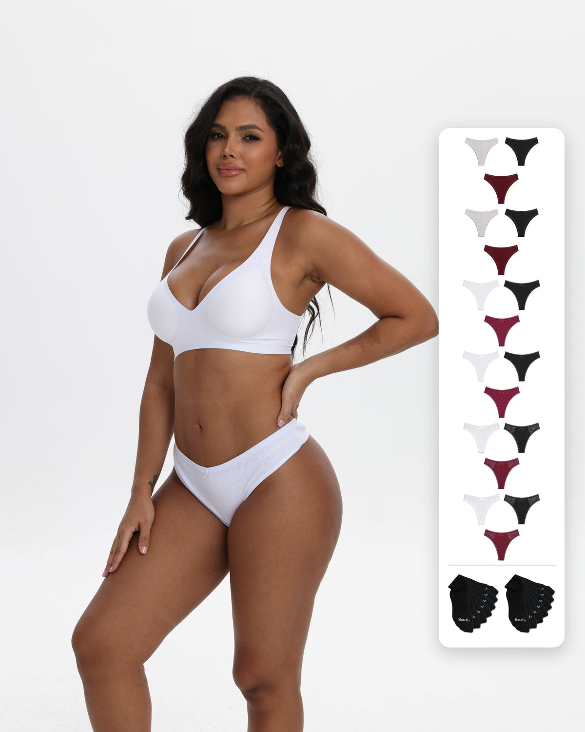 Family Pack: 18 Women's 95% Cotton Panties + 14 Pairs Cotton Socks