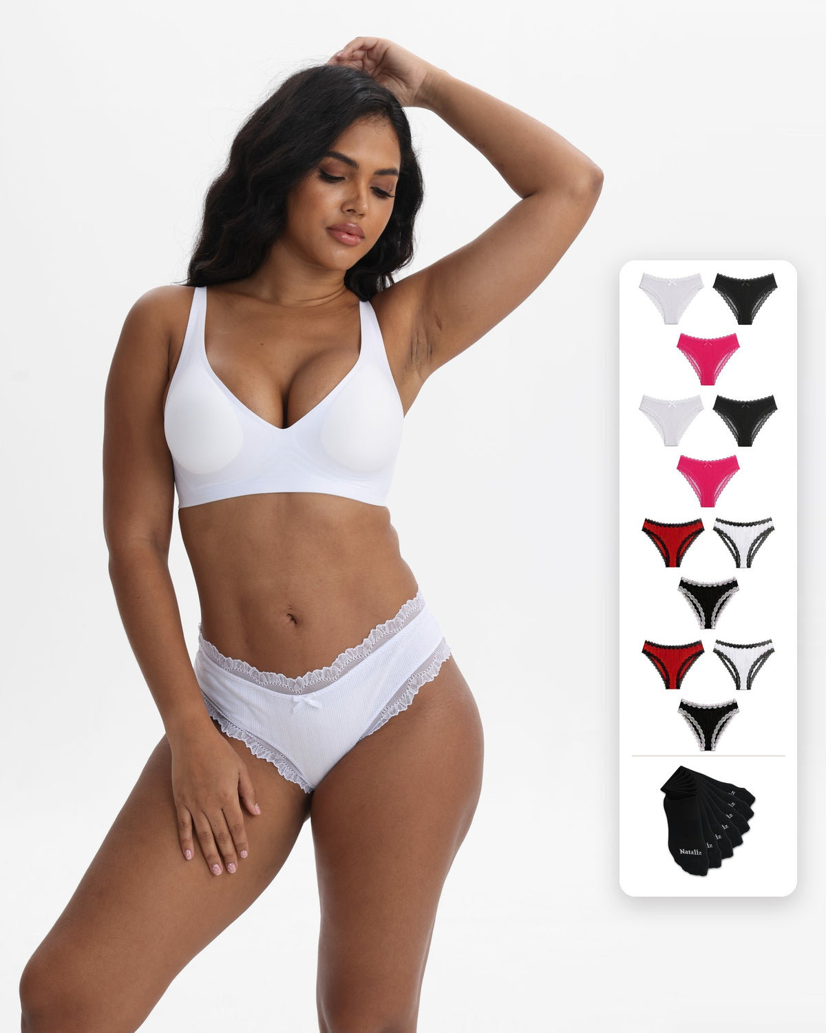 Stock-Up Bundle: 12 Women's 95% Cotton Panties + 7 Pairs Cotton Socks