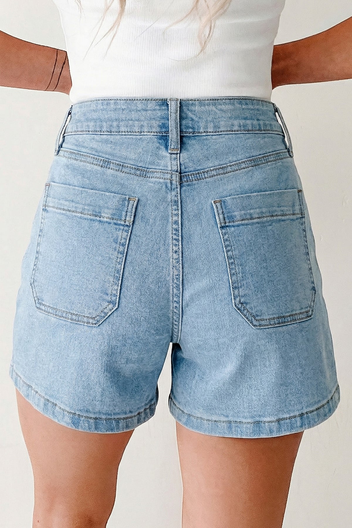 Myosotis High Rise Patch Pocket Denim Shorts