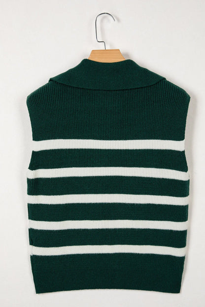 Chicory Coffee Ribbed Half Zip Collared Sweater Vest