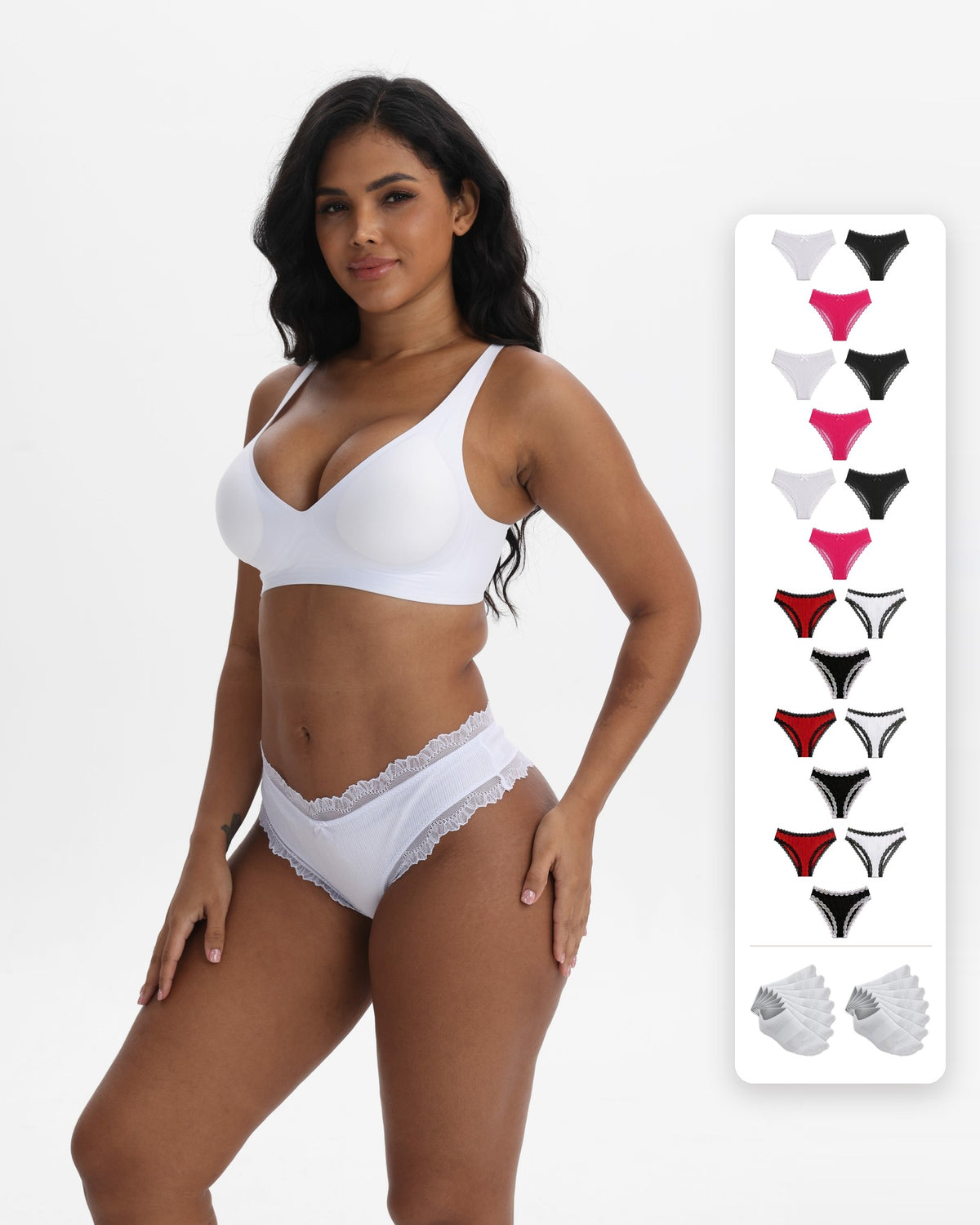 Family Pack: 18 Women's 95% Cotton Panties + 14 Pairs Cotton Socks