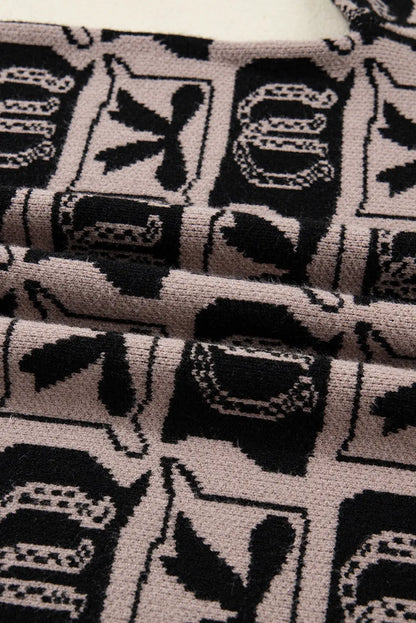 Black Bows & Horseshoes Pattern Western Fashion Print Sweater