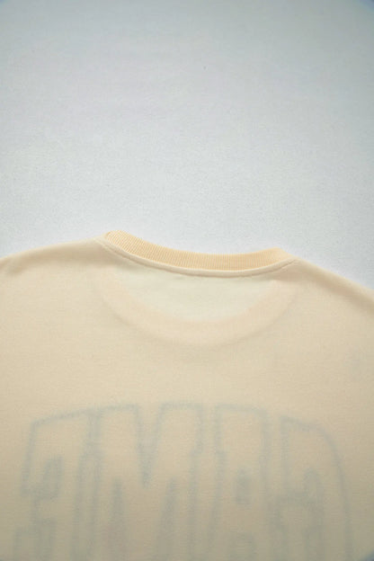 Beige Game Day Crewneck Long Sleeve Pullover Athleisure Short Sets