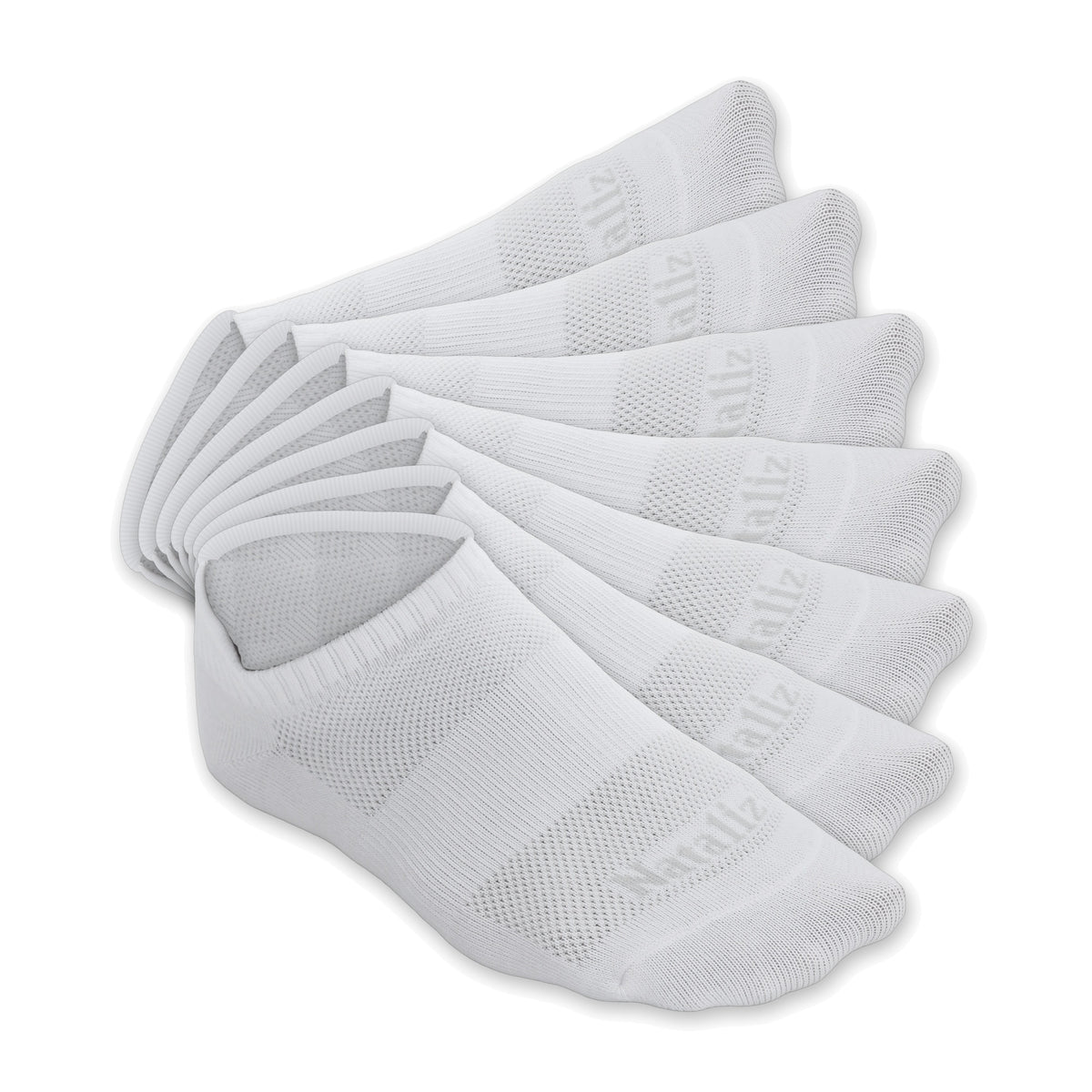 Nataliz® white low cut ankle socks, 7 pairs, 85% combed cotton