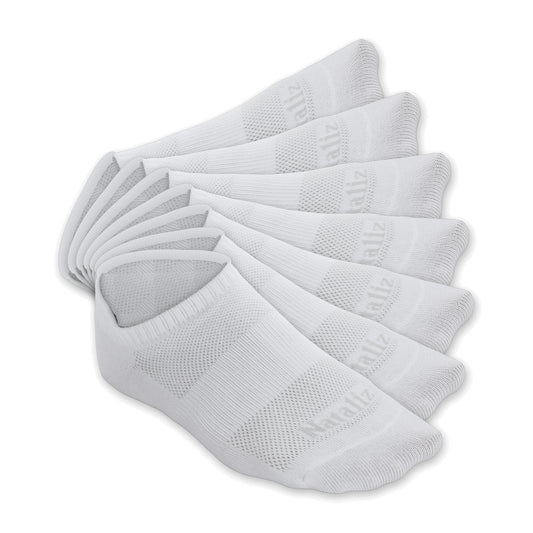 Nataliz® white low cut ankle socks, 7 pairs, 85% combed cotton
