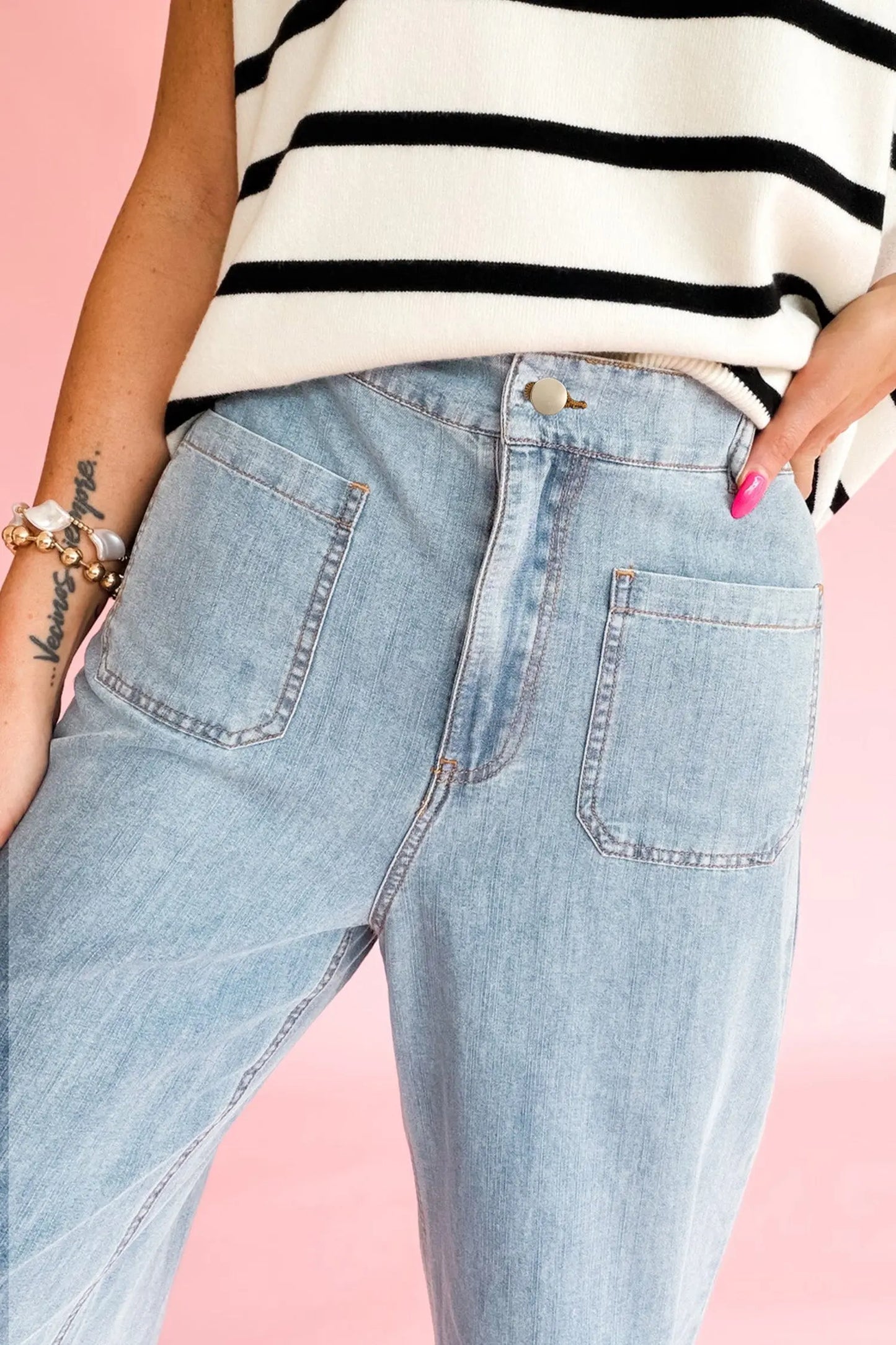 Beau Blue Solid Full-Length Regular Pocket Detail Wholesale Denim Jeans