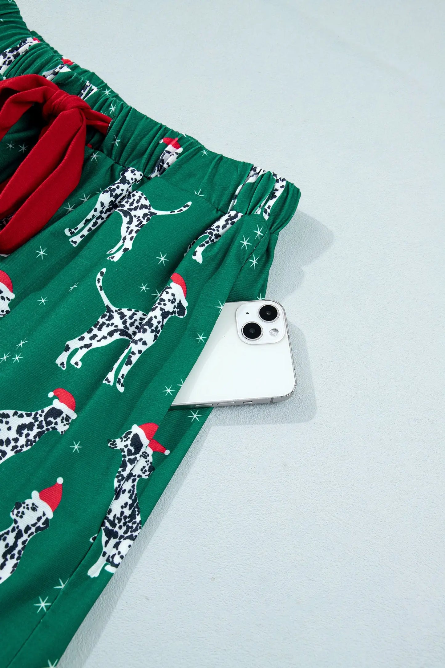 Green Long Sleeve Dog Print Two Piece Shift Lounge Set