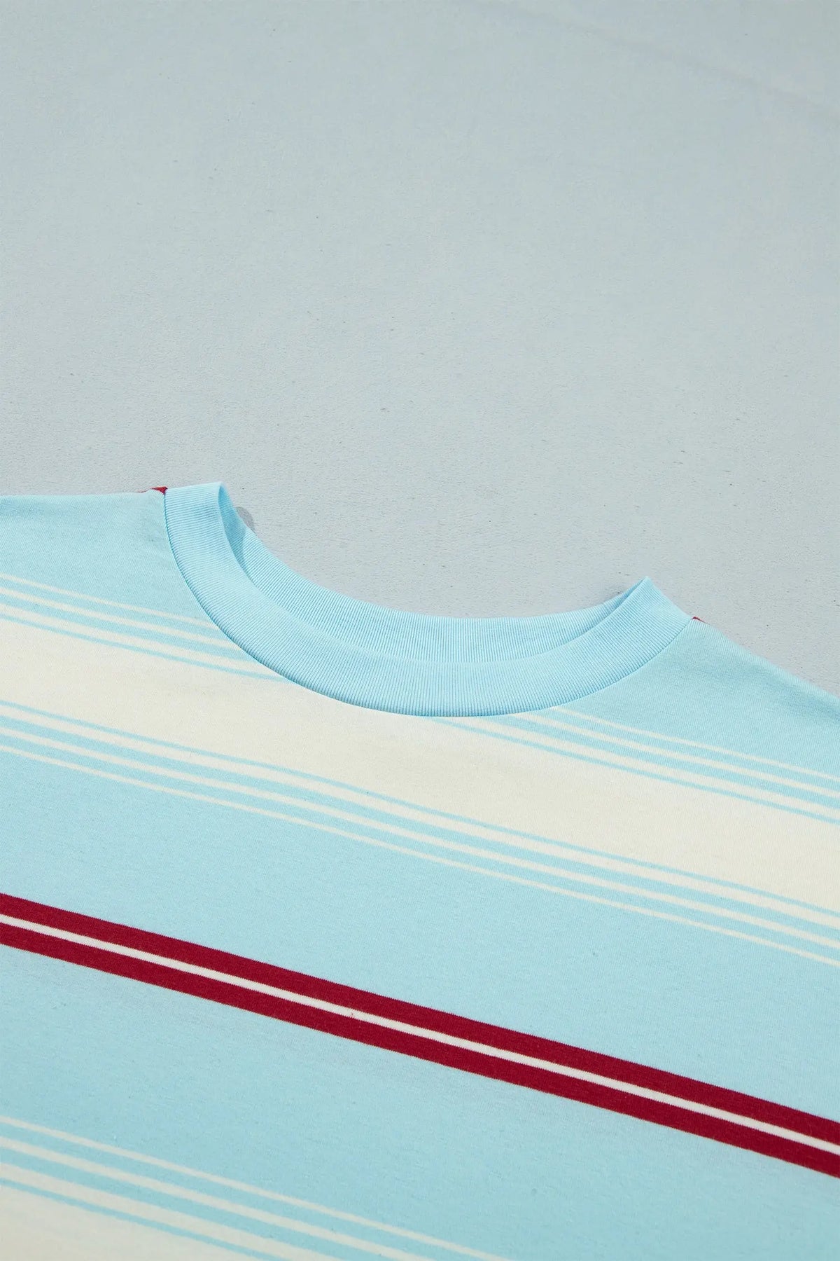 Sky Blue Stripe Casual Striped Patchwork Long Sleeve Loose Pullover Top