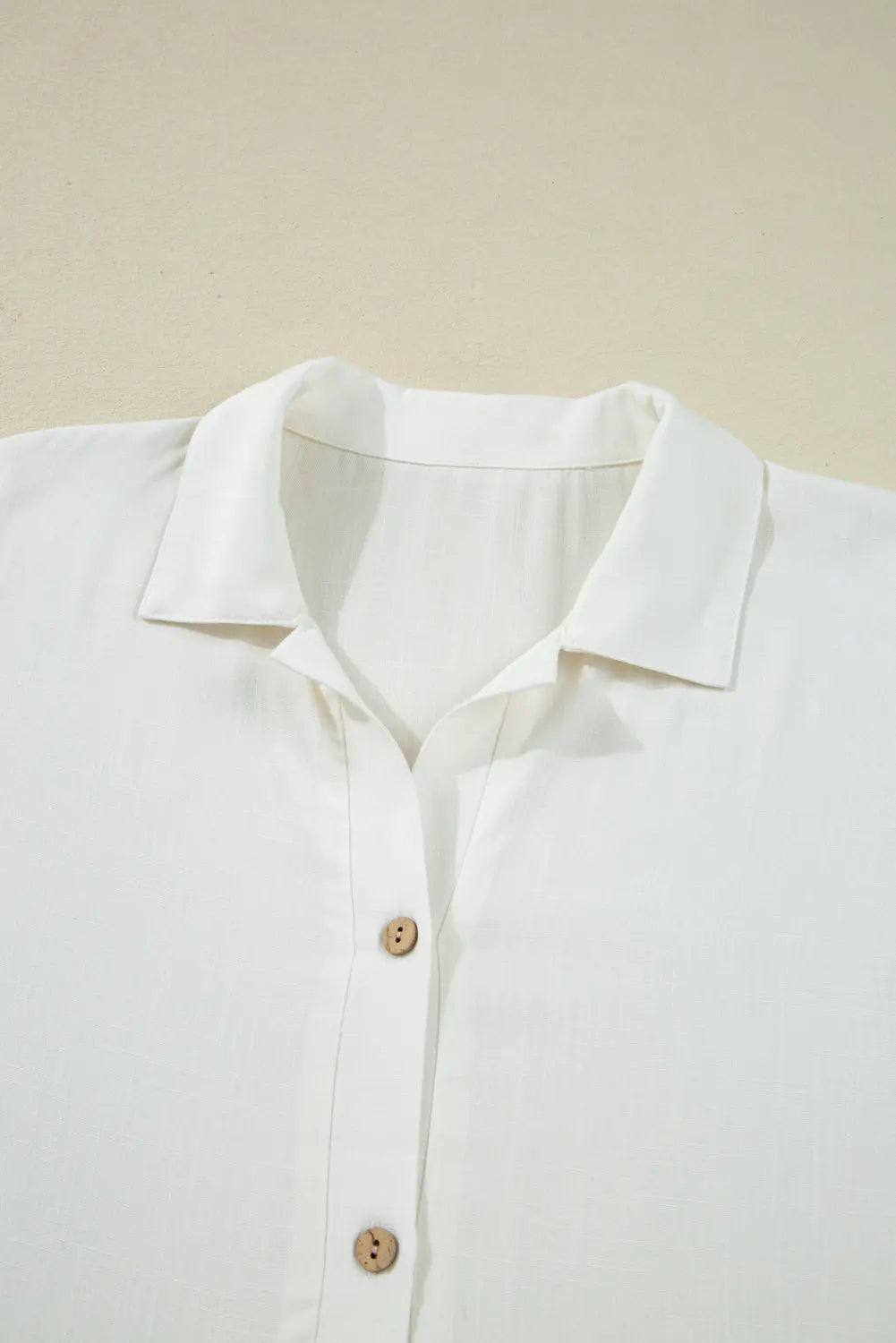 White Ruffle Elastic Cuffs Puffy Long Sleeve Button Down Shirt