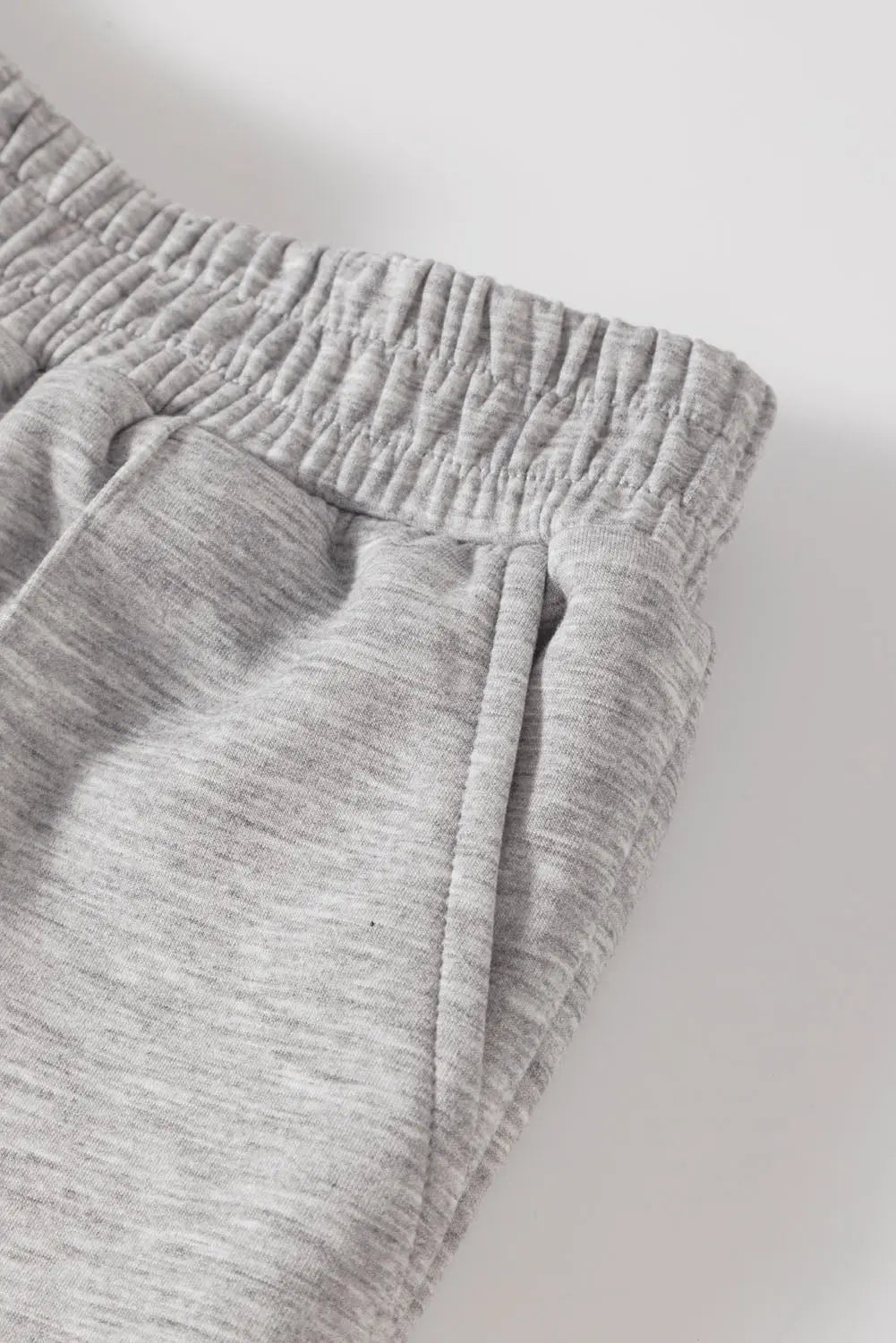 Light Grey Solid Zip Sailor Collar Pullover Athleisure Sweatpants 2pcs Set