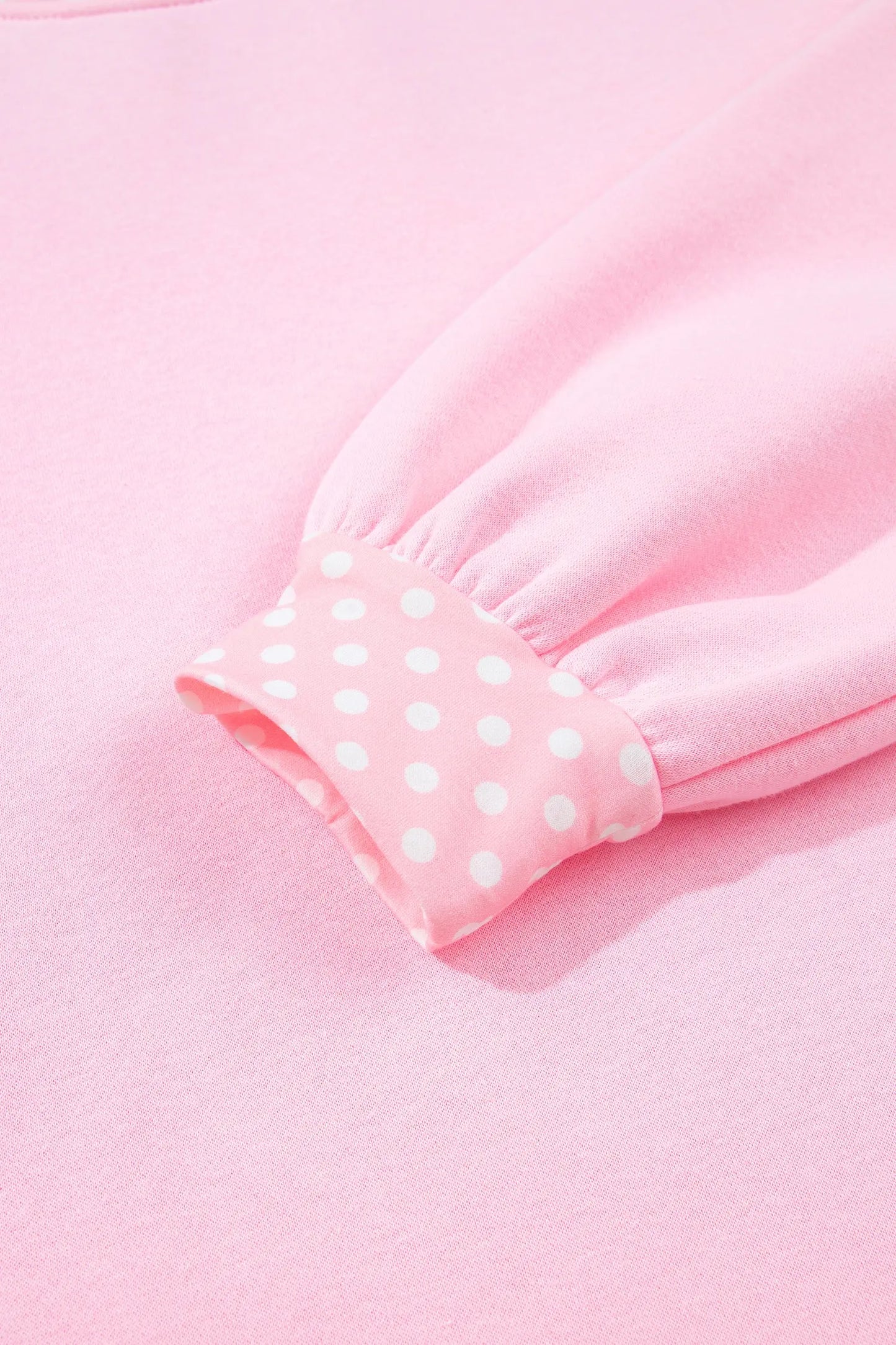 Pink Colorblock Polka Dot Contrast Trim Oversized Sweatshirt
