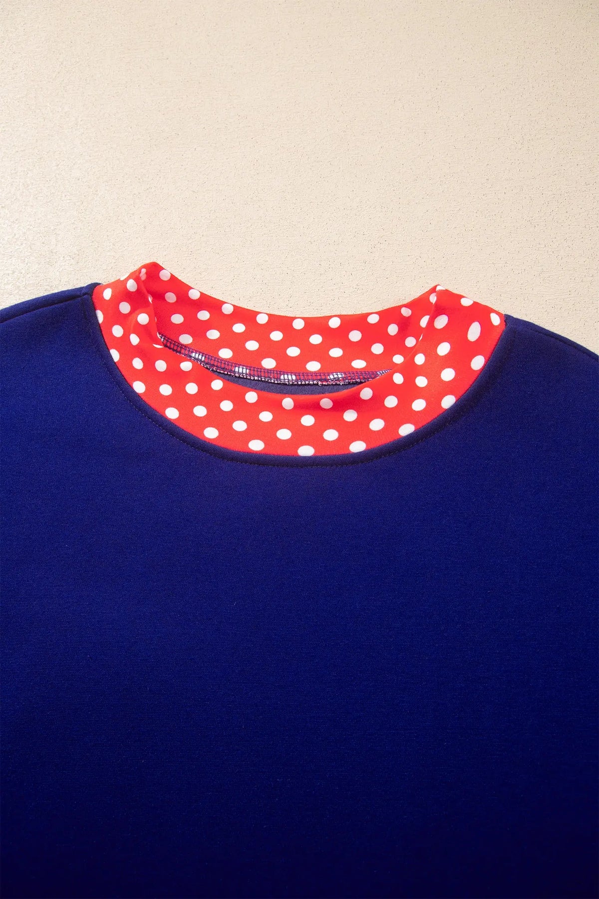 Tillandsia Purple Colorblock Polka Dot Contrast Trim Oversized Sweatshirt
