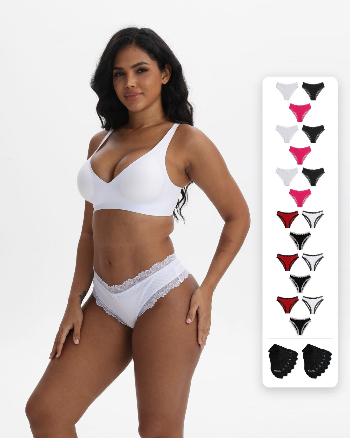 Family Pack: 18 Women's 95% Cotton Panties + 14 Pairs Cotton Socks