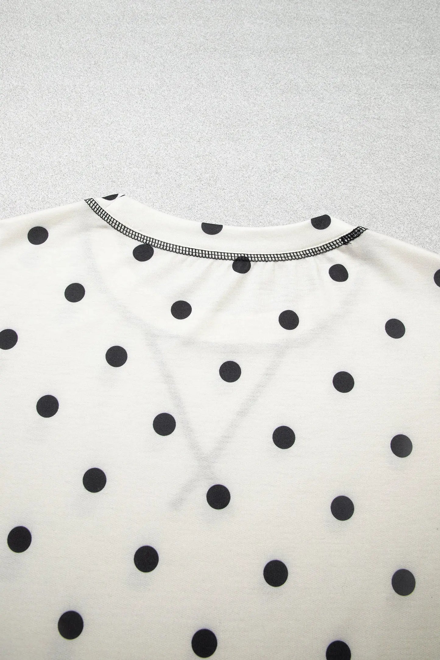 Black Polka Dot Half Sleeve Loose Top Elastic Waist Casual Pants Set