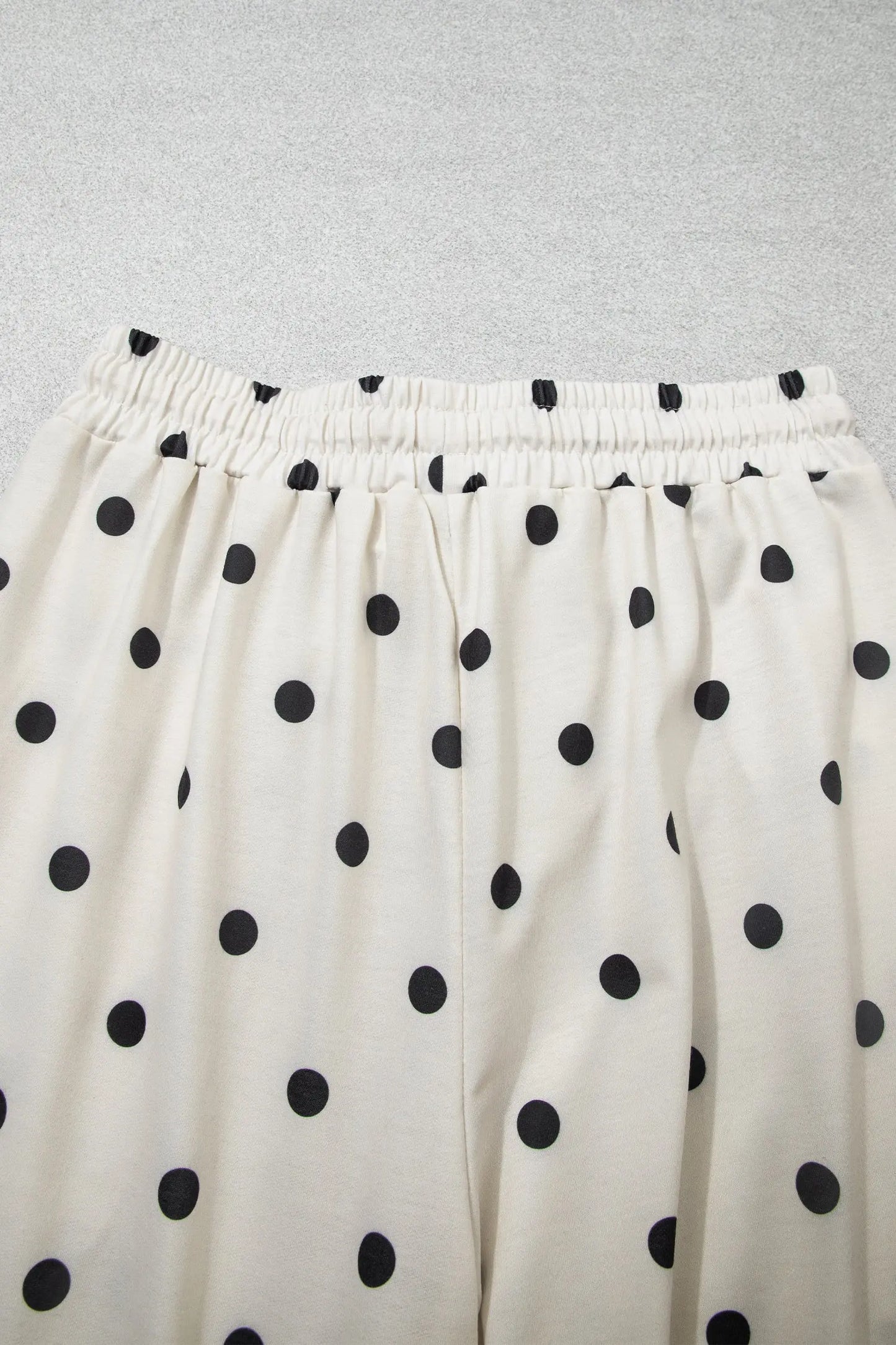 Black Polka Dot Half Sleeve Loose Top Elastic Waist Casual Pants Set