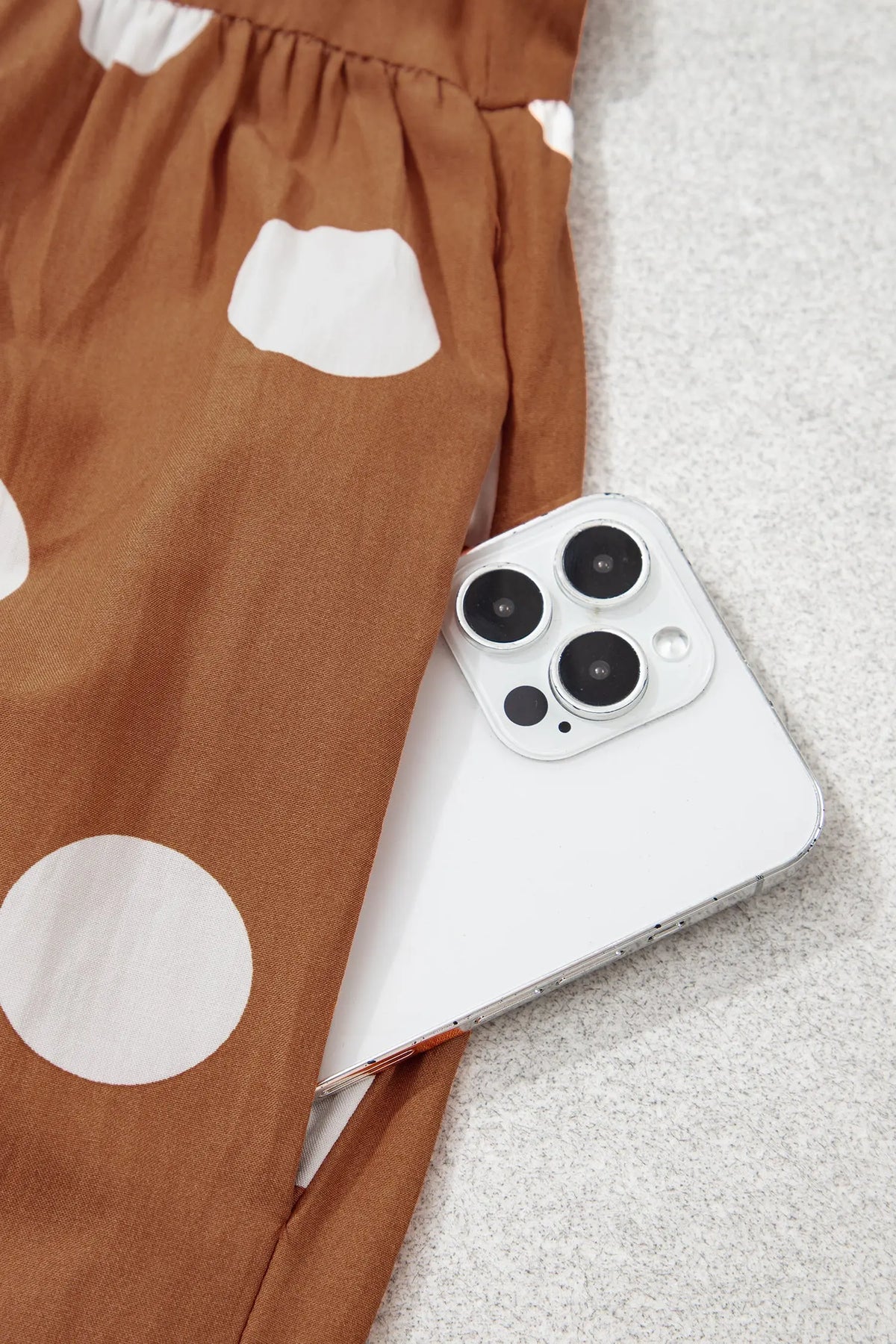 Brown Polka Dot Button Front Long Sleeve Shift Dress detail view · nz-alt-v1