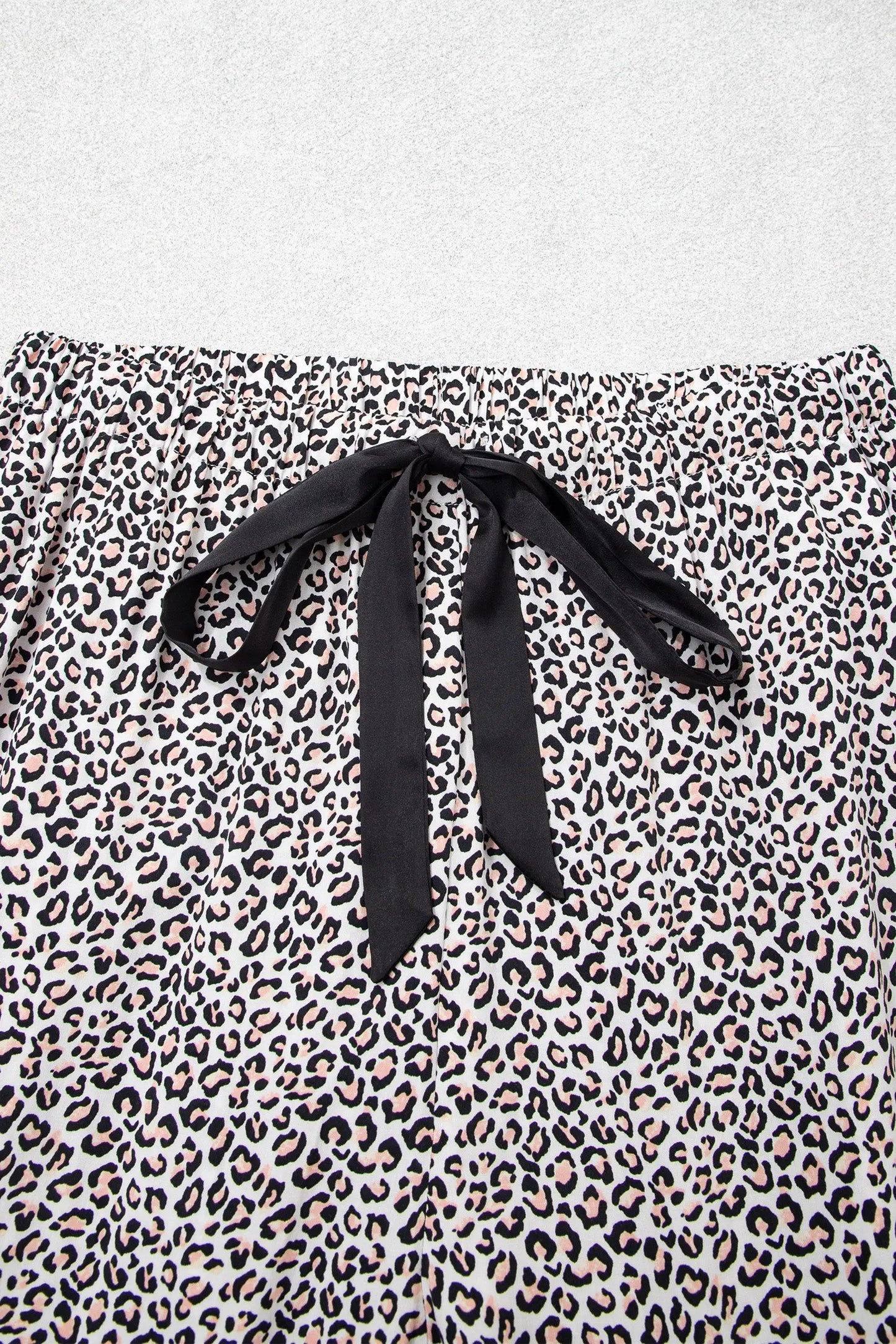 Brown Leopard Print Bow Knot Patchwork Long Sleeve Lounge Set