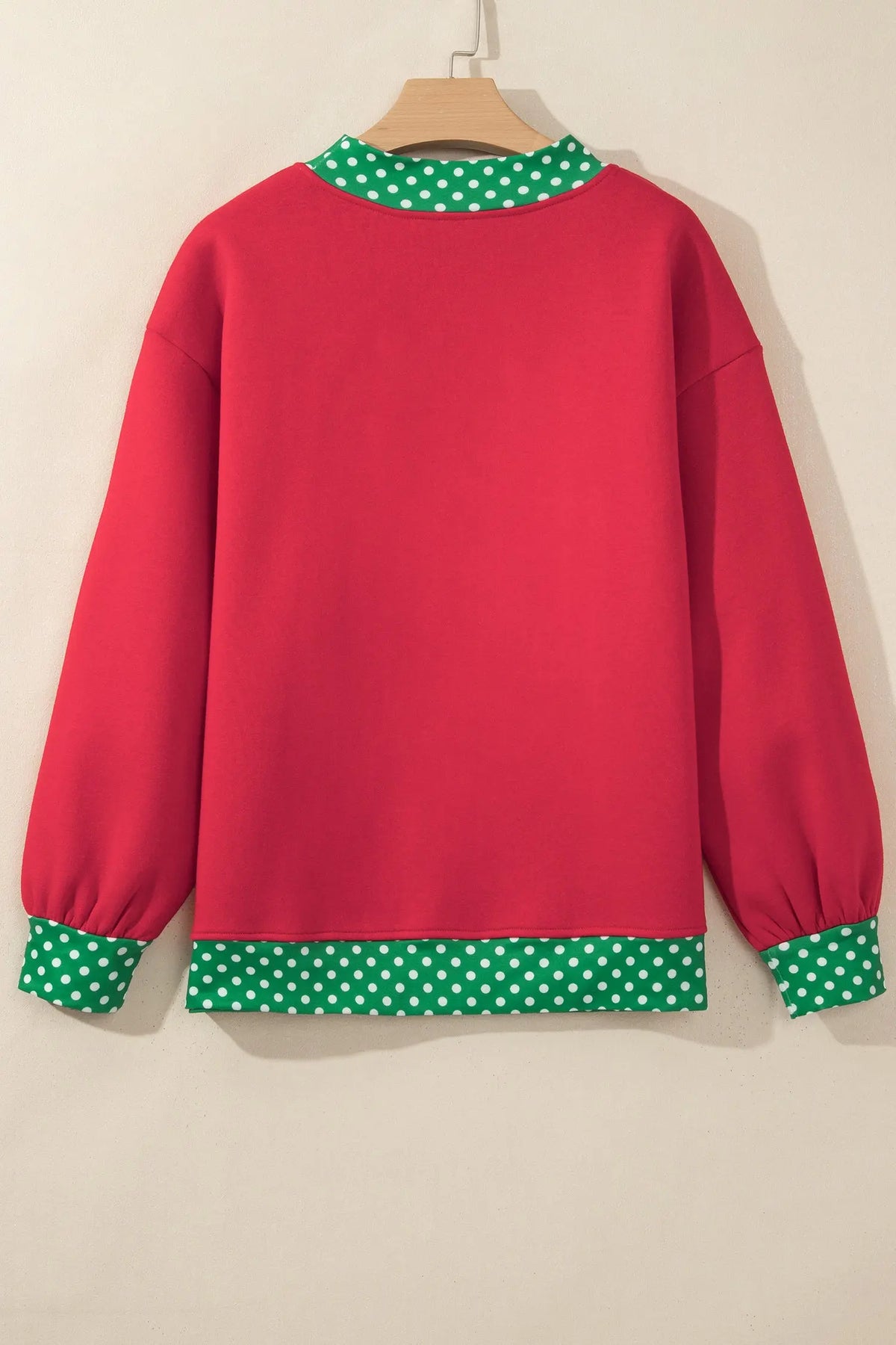 Pink Colorblock Polka Dot Contrast Trim Oversized Sweatshirt