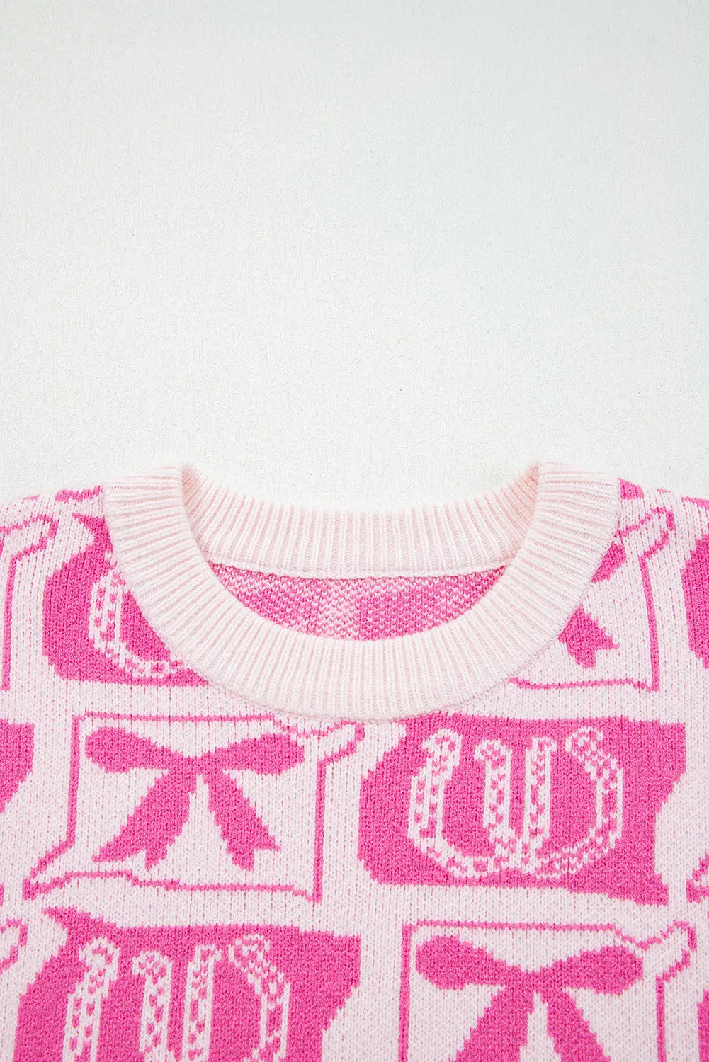 Black Bows & Horseshoes Pattern Western Fashion Print Sweater