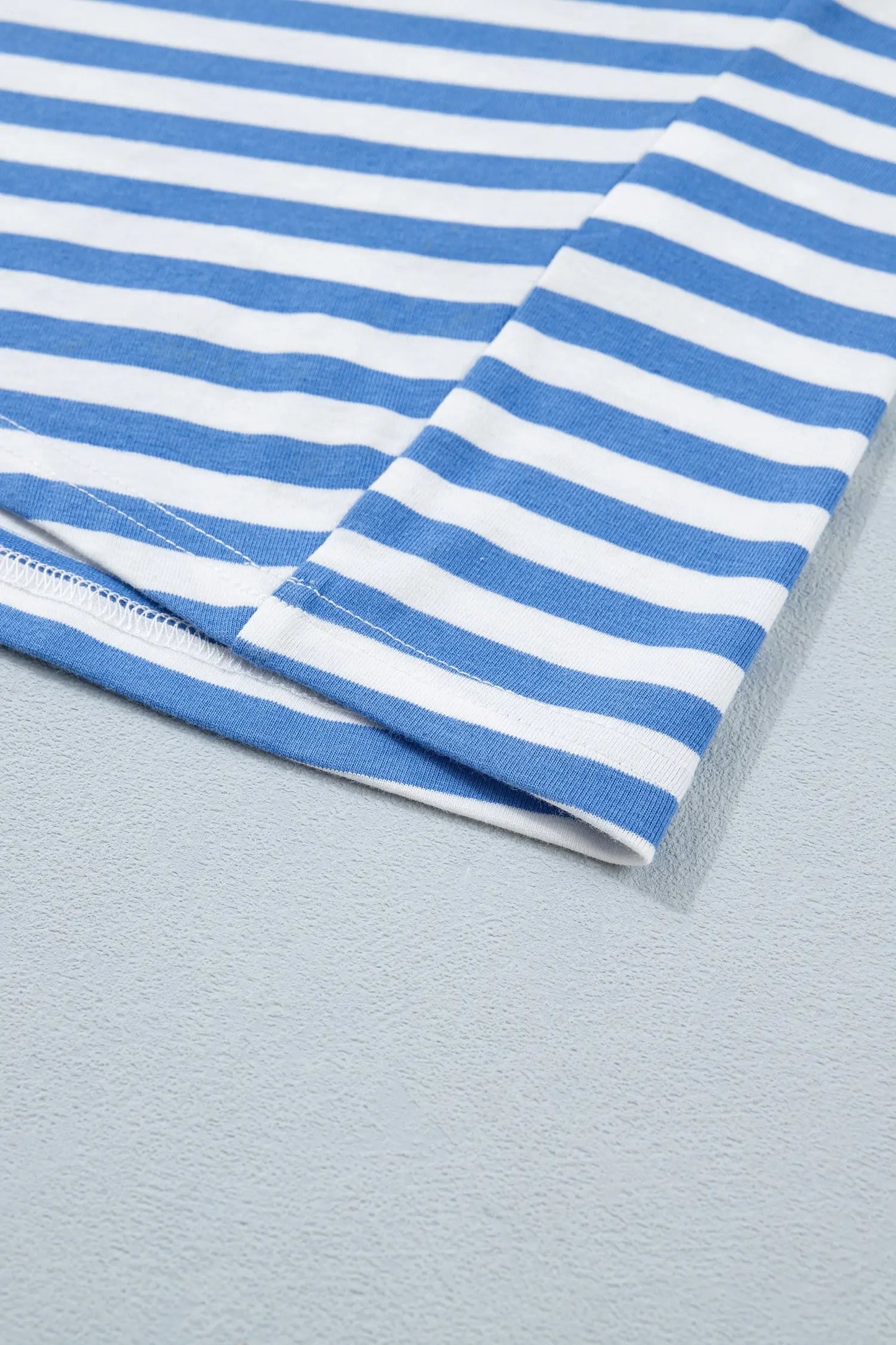 Sky Blue Stripe Nautical Tie Contrast Trim Round Neck T Shirt Mini Dress Nataliz