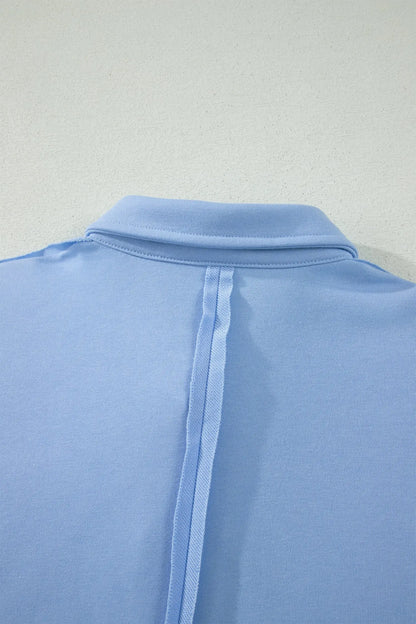 Banana Cream Loose Polo Tee Elastic Waist 2pcs Short Set Nataliz