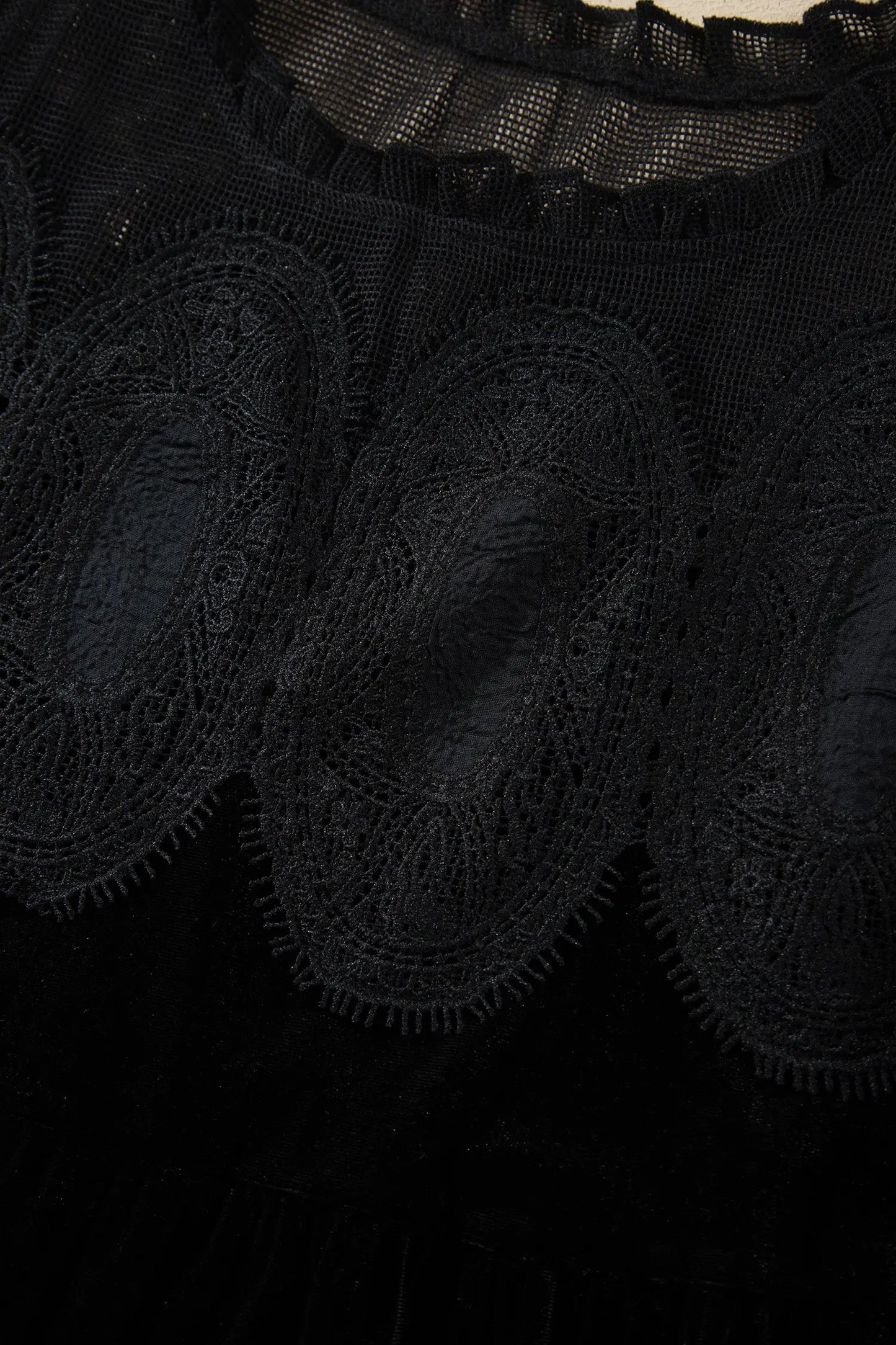 Black Embroidered Velvet Short Sleeve Mini Shift Dress