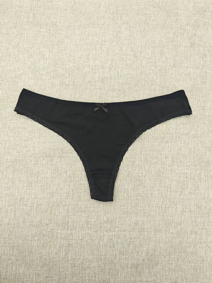 Black thong with lace trimming Nataliz