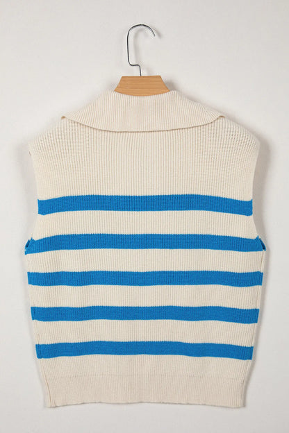 Chicory Coffee Ribbed Half Zip Collared Sweater Vest