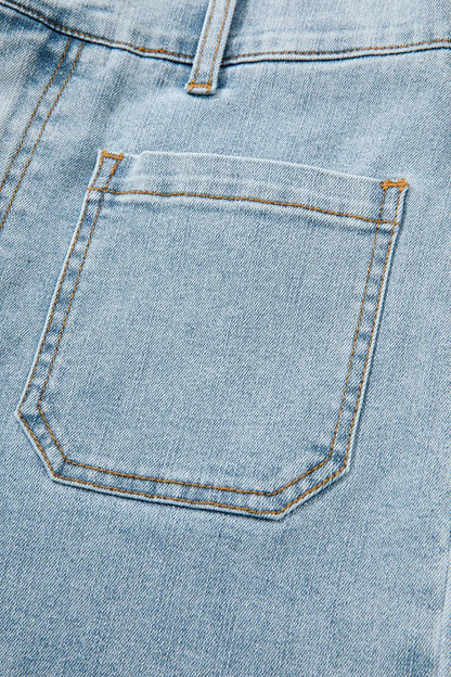 Beau Blue Solid Full-Length Regular Pocket Detail Wholesale Denim Jeans
