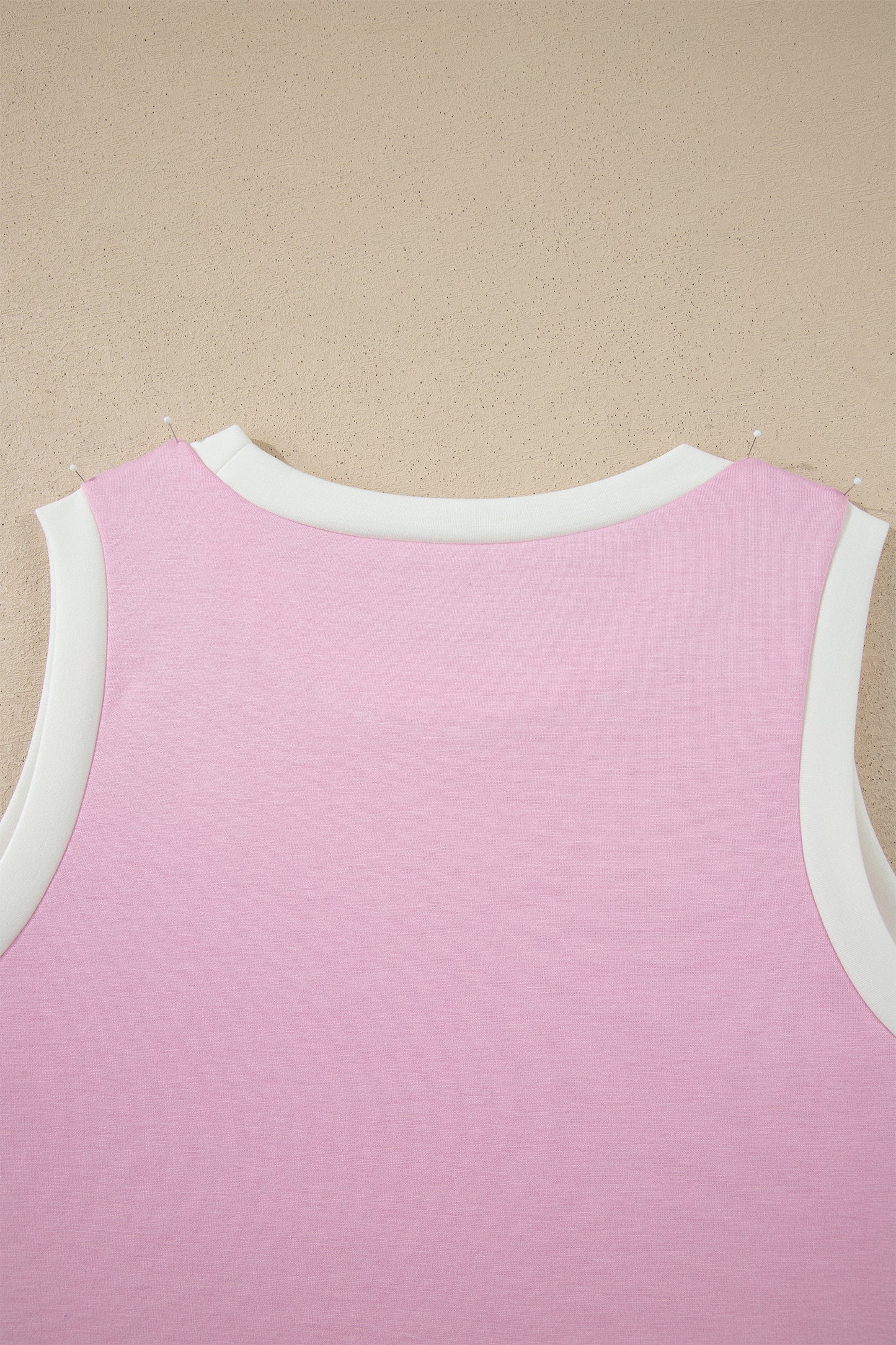 Pink Colorblock Trim Cropped Tank Elastic Waist Shift Pants 2pcs Set