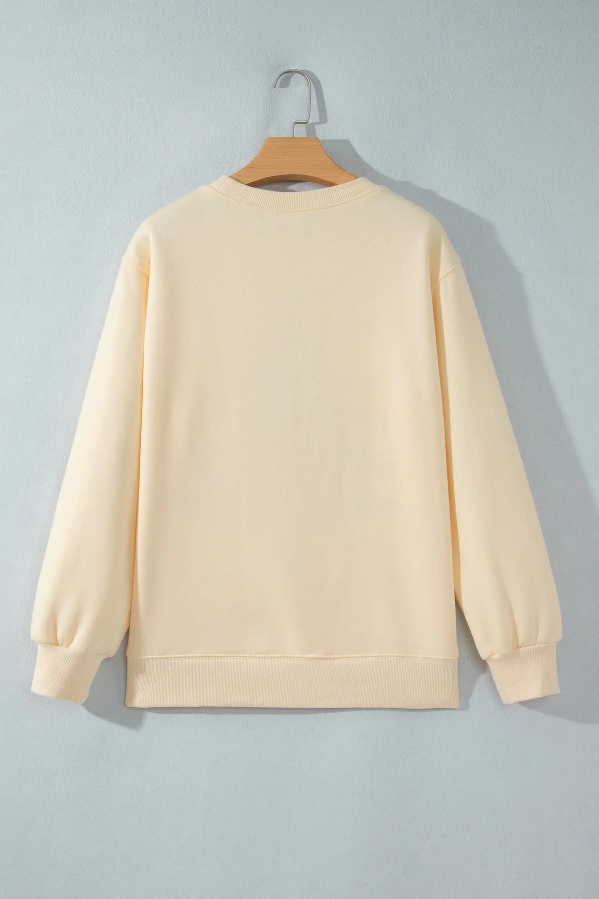 Apricot Merry Christmas and Happy New Year Embroidered Holiday Slogan Sweatshirt