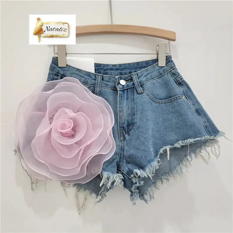 3D Flower High Waist Denim Shorts Guangzhou Migu Garment Company Limited