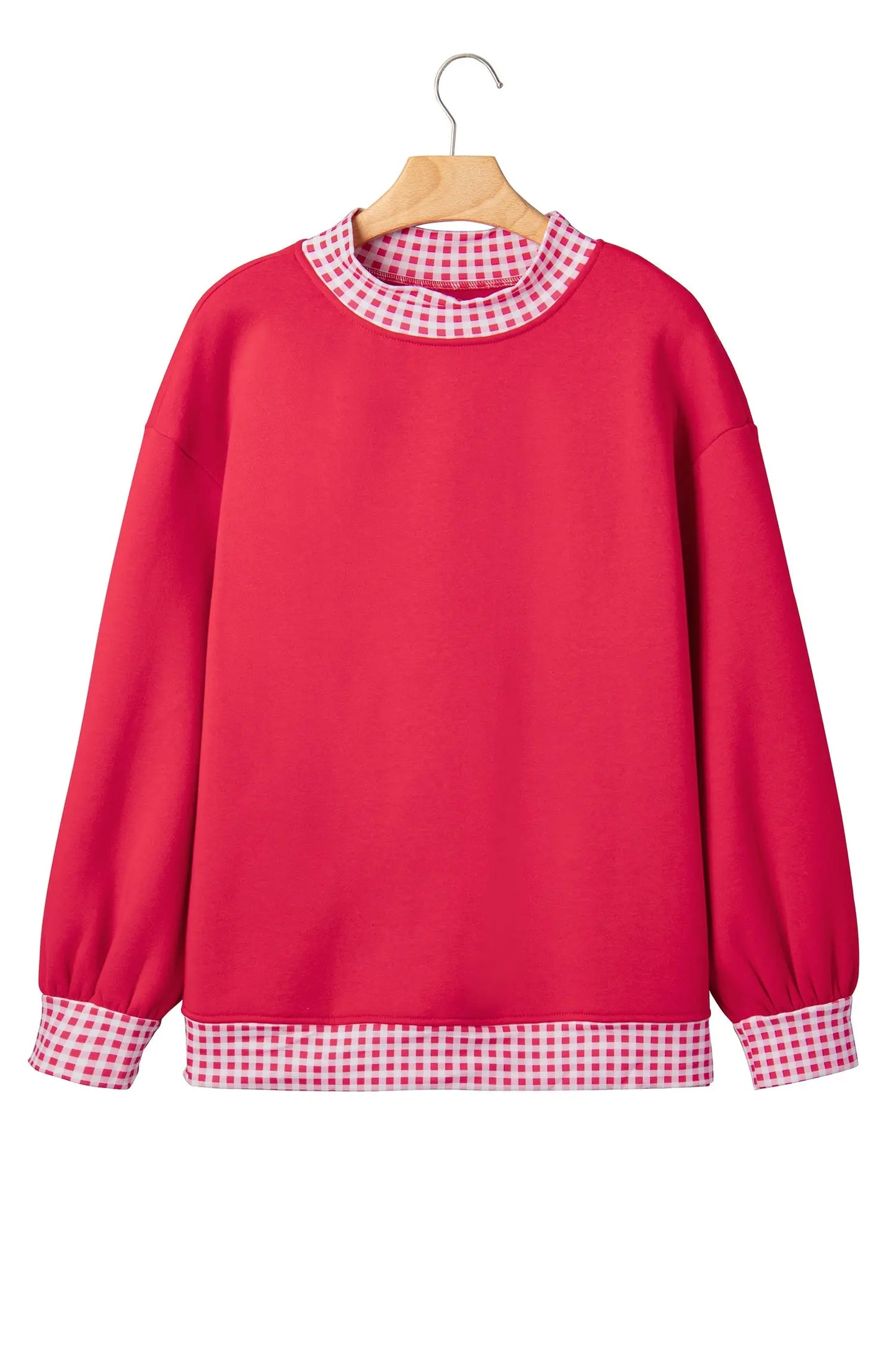 Pink Colorblock Polka Dot Contrast Trim Oversized Sweatshirt