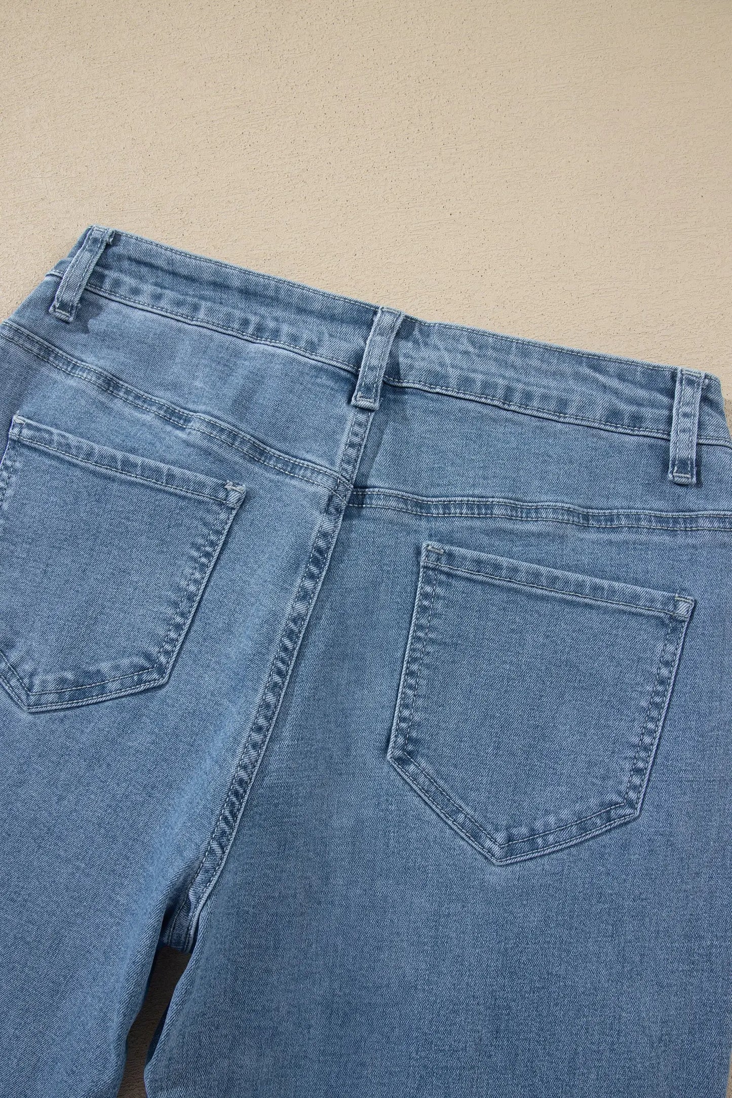 Coffee Side Seam Rivet Detail Ankle Length Casual Jeans